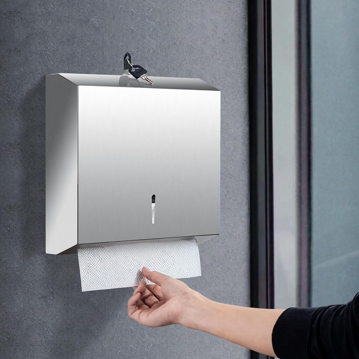 Paper Towel Dispenser Wall Mount Commercial, C Fold Multifold Hand Paper Towel Dispenser, Stainless Steel Tissue Holder