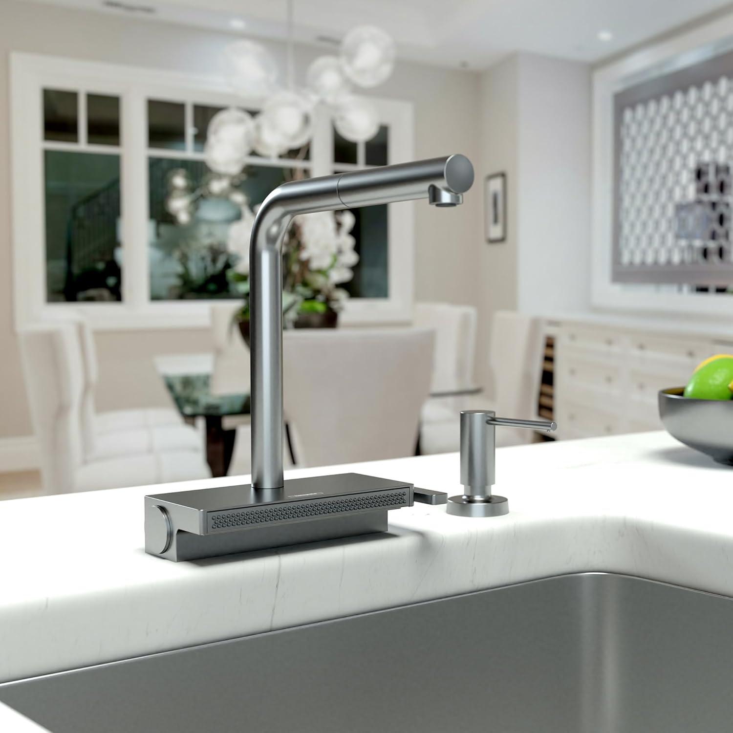 Aquno Select Kitchen Faucet with L-Shape 2-Spray Pull-Out Spout, 1.75