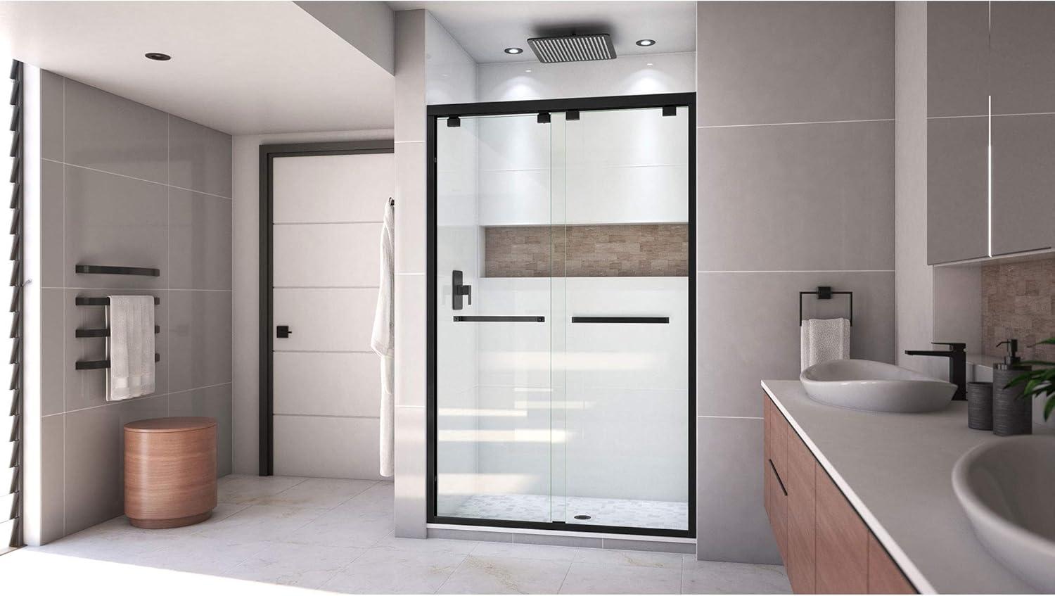 Encore 44-48" Satin Black Frameless Sliding Shower Door