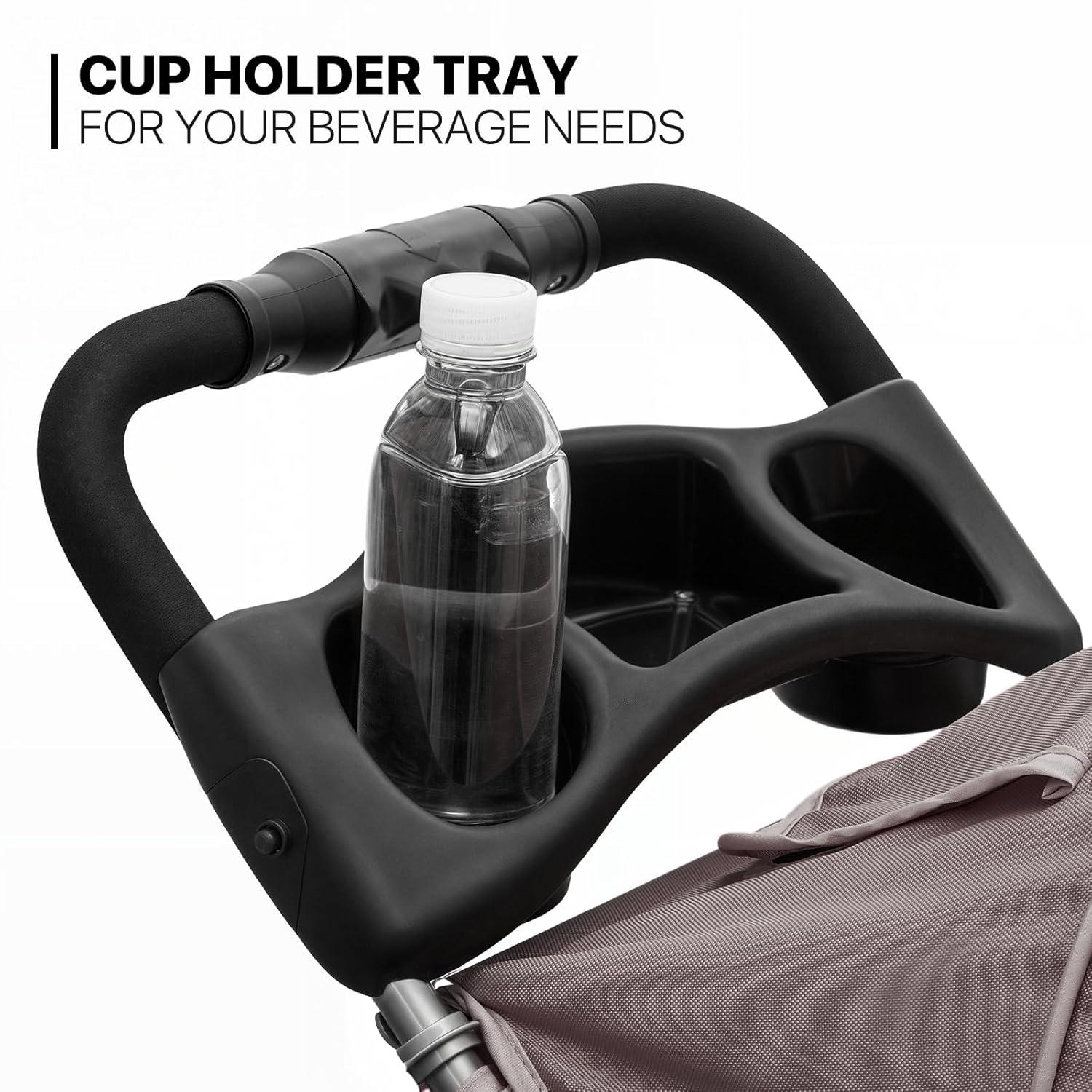 3 Wheel Folding Pet Stroller, Foldable Dog Jogger Stroller with Storage Basket, Cup Holder & Canopy