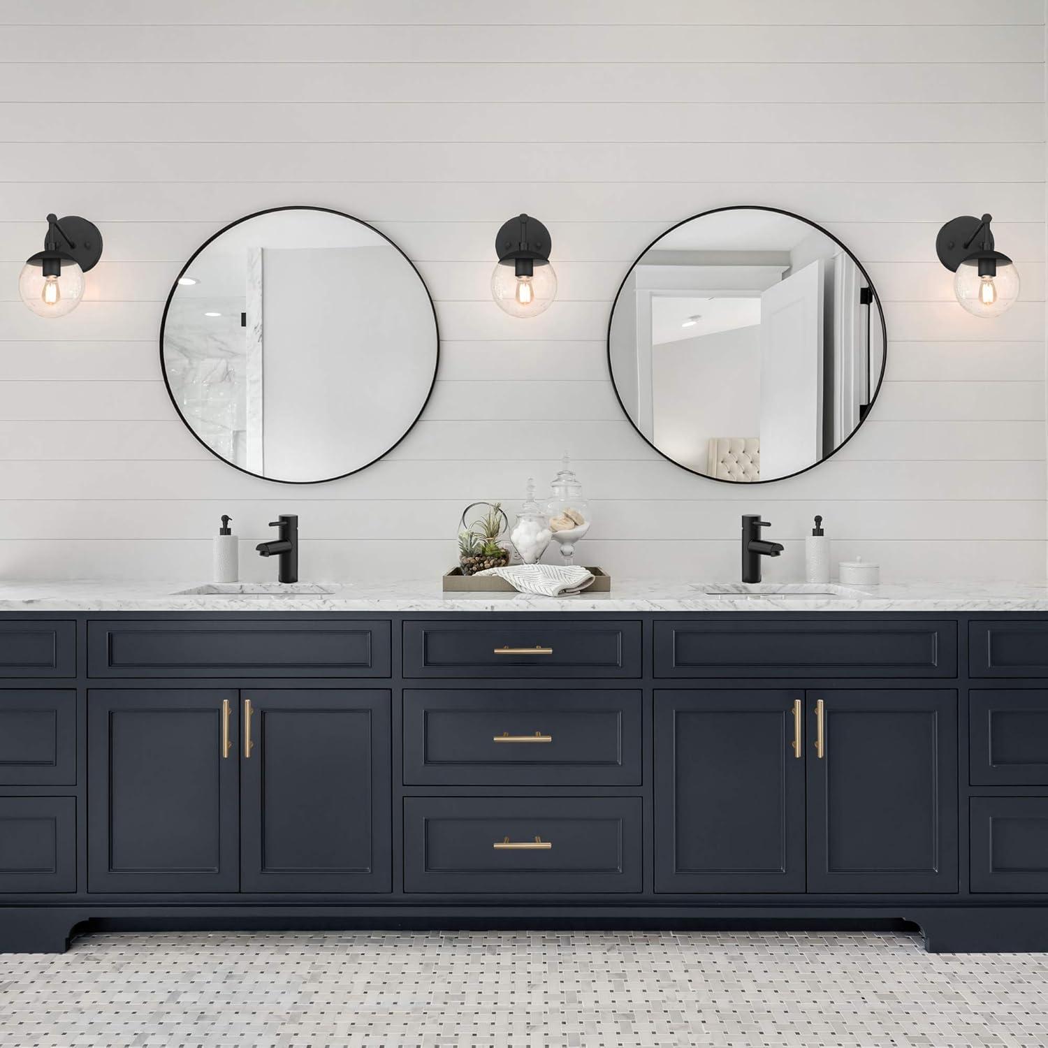 23.5 in. W x 23.5 in. H Metal Framed Flushmount Round Decorative Accent Bathroom Vanity Mirror with Black Frame