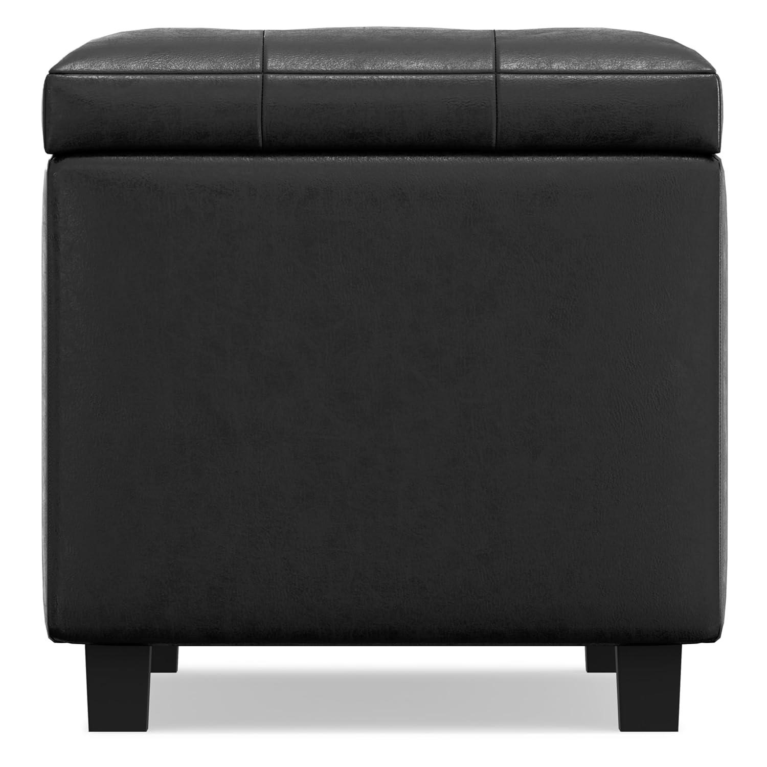 Simpli Home Cosmopolitan Faux Leather Ottoman