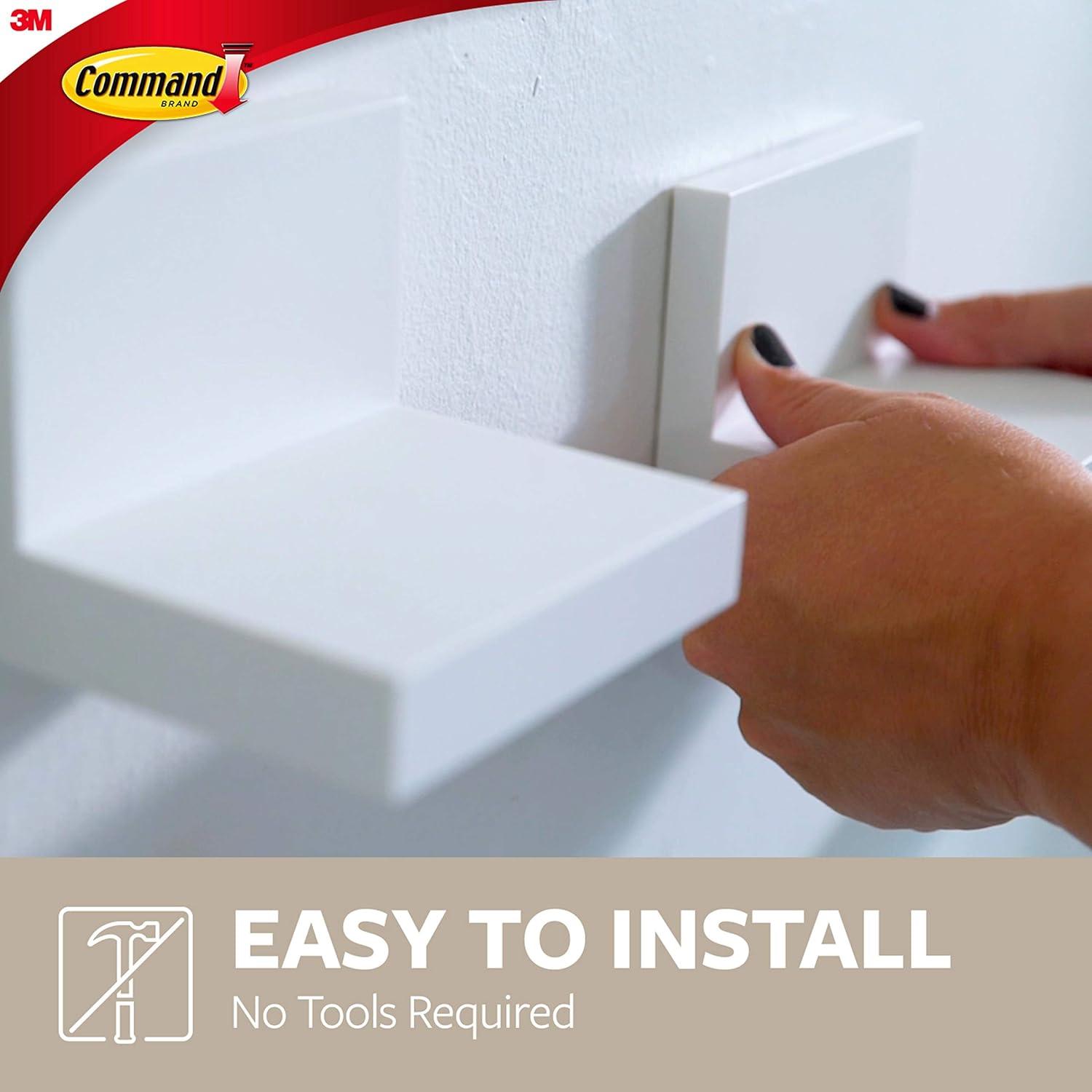 Command Display Ledges White: Floating Wall Shelf Set, 2 Picture Ledges, Off-White, Plastic, No Tools Needed