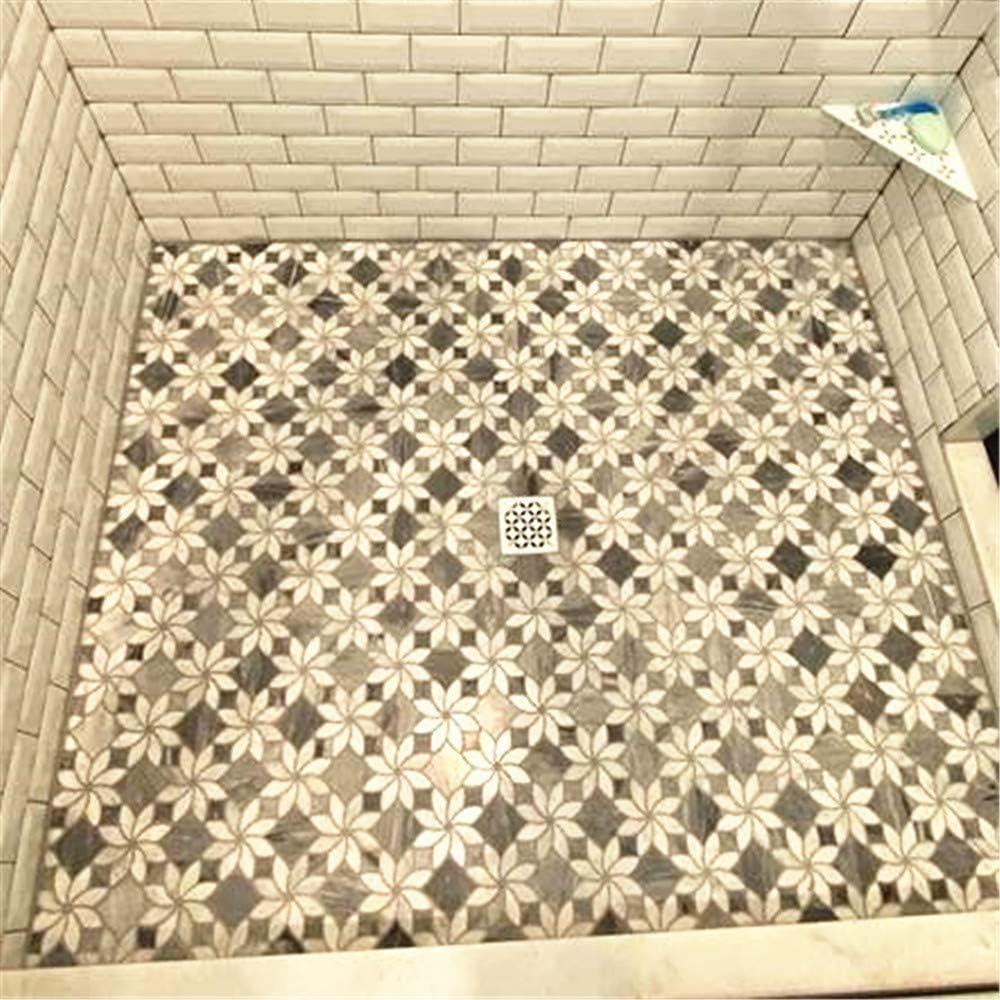Stone Center Online Carrara White Marble Ice Flower Blossom Waterjet Mosaic Tile w/Bardiglio Gray Polished Kitchen Bath Wall Floor Backsplash Shower (1 Sheet)