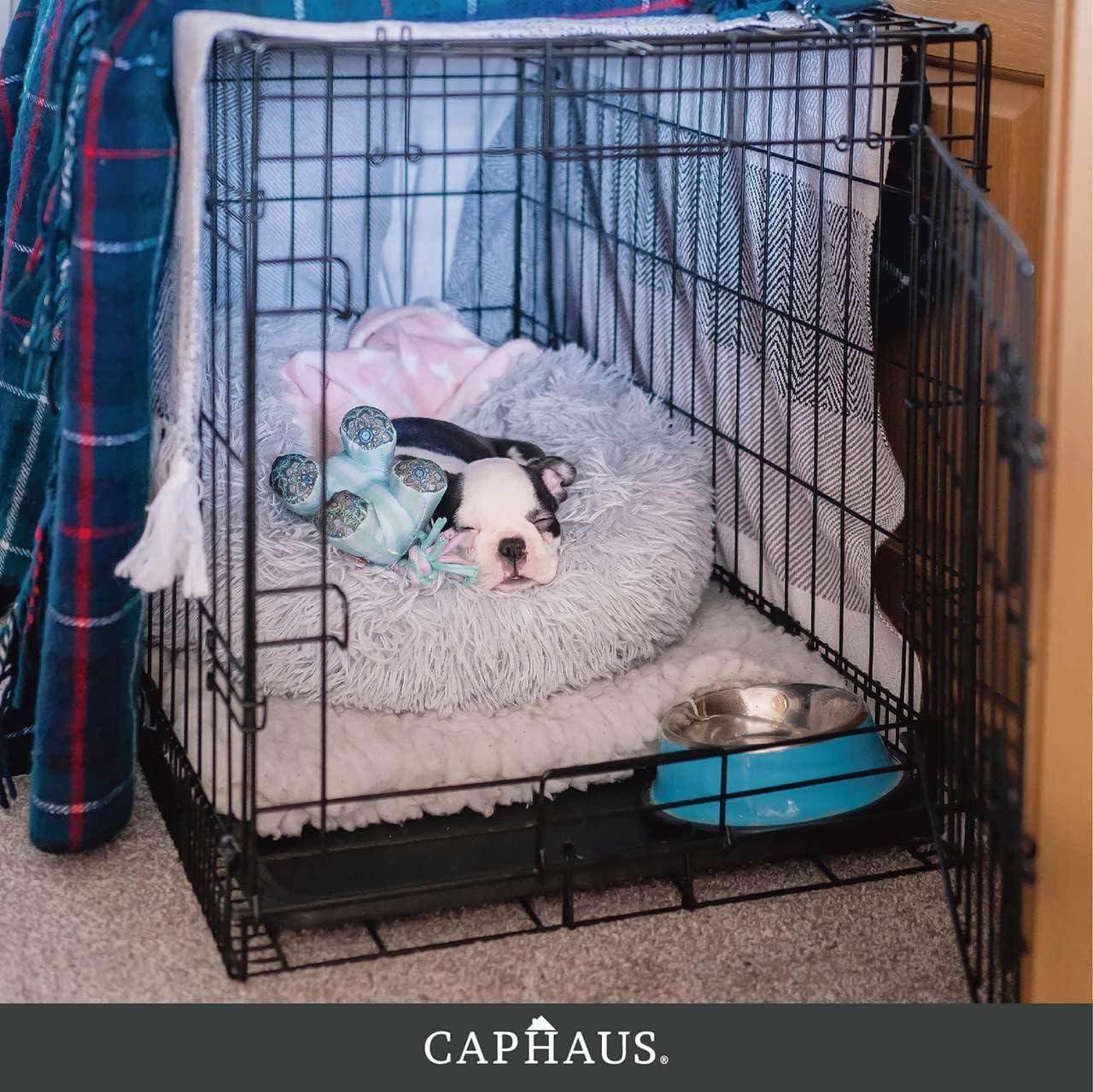 Small Black Foldable Metal Dog Crate with Single Door