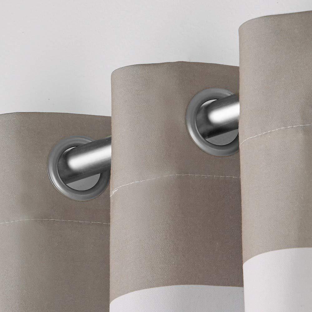 Set of 2 84"x54" Surfside Cotton Cabana Stripe Light Filtering Window Curtain Panel Taupe - Exclusive Home: Striped Drapes, Grommet Top