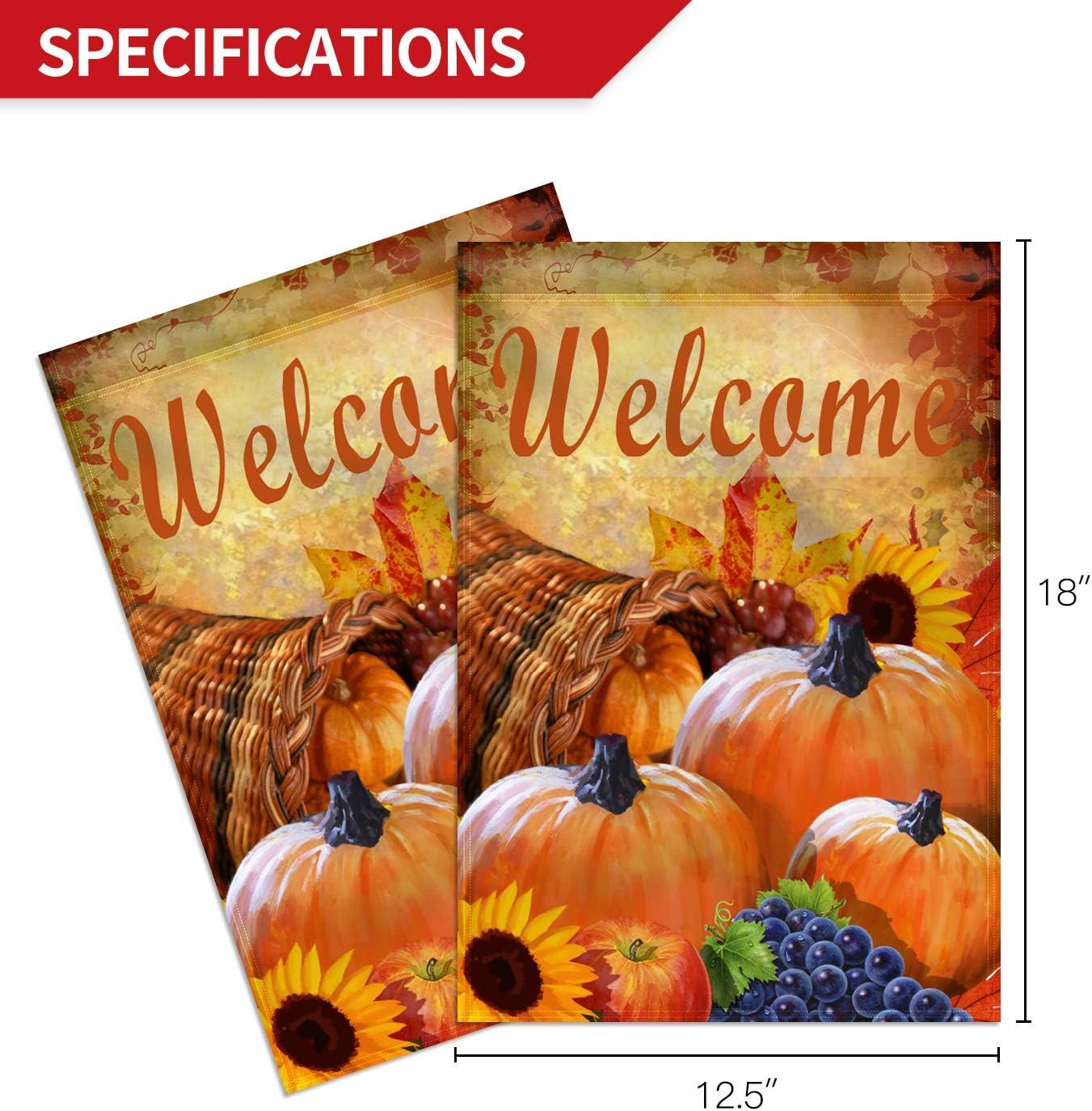 ANLEY Pumpkin in Cornucopia 2-Sided Autumn Welcome Garden Flag Polyester 18 x 13 in. Garden Flag