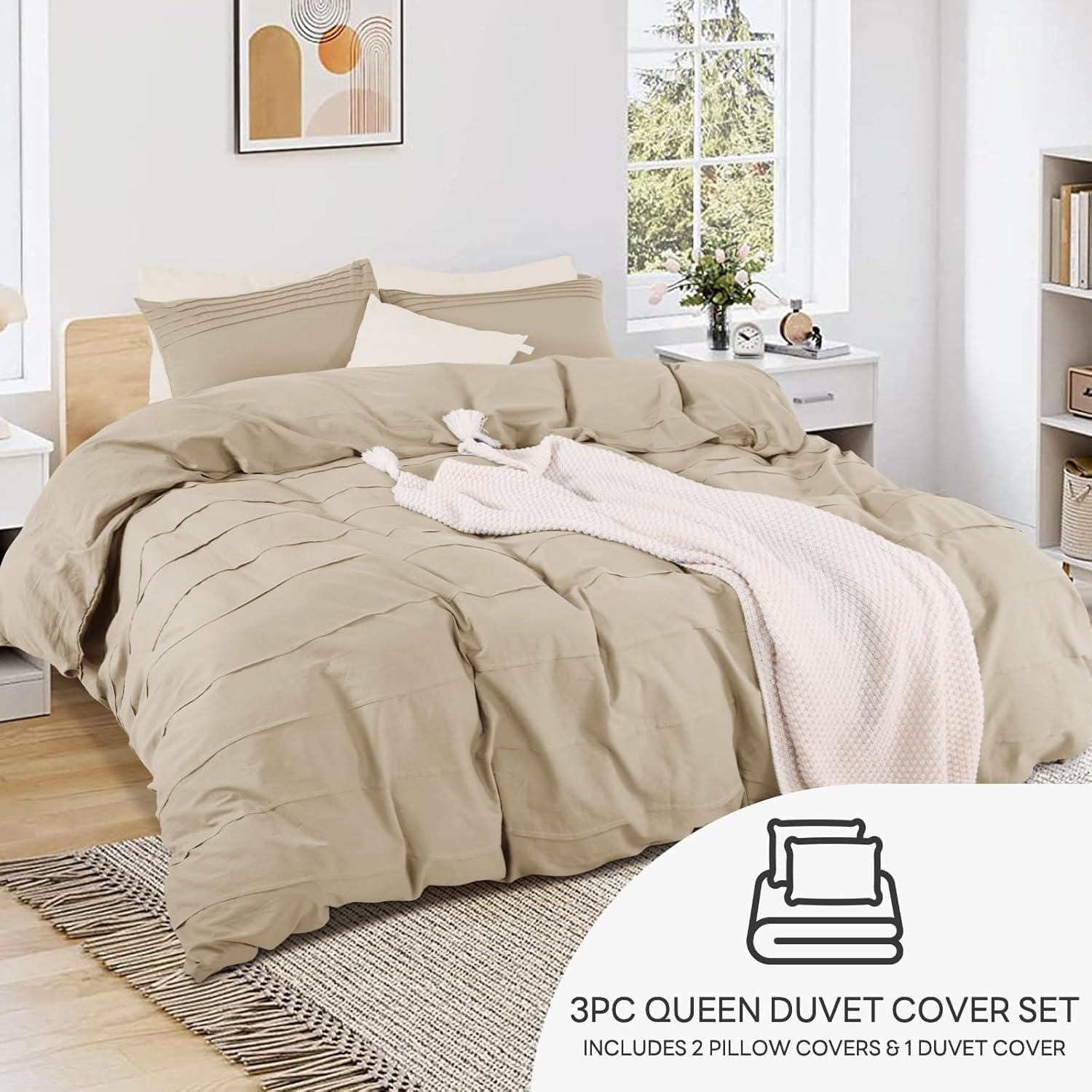 Queen Organic Cotton Green Duvet Cover Set