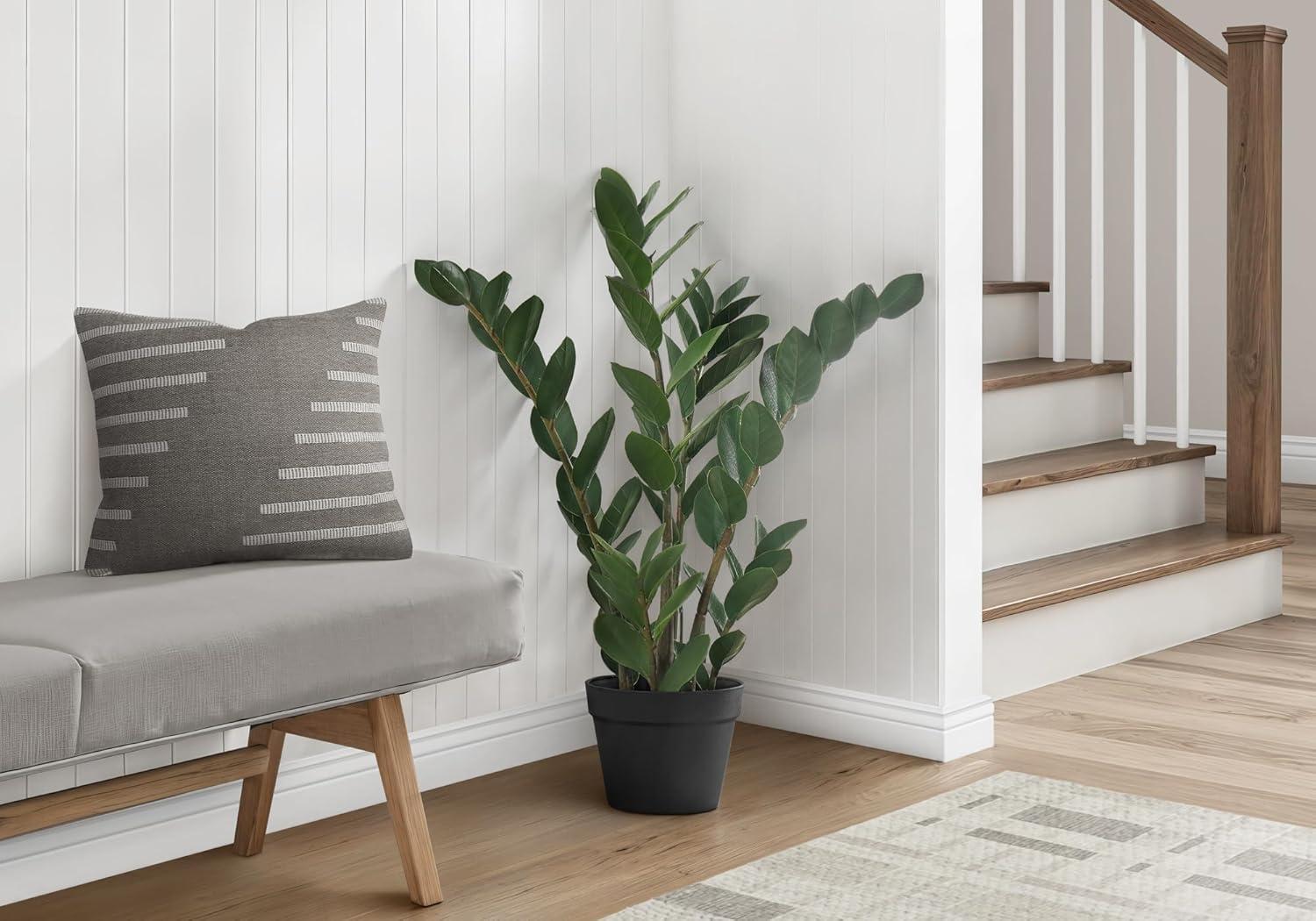 Monarch Specialties Artificial Plant 29 inch Tall Zz Tree Indoor Faux Fake Floor Greenery Potted Real Touch Decorative Green Leaves Black Pot