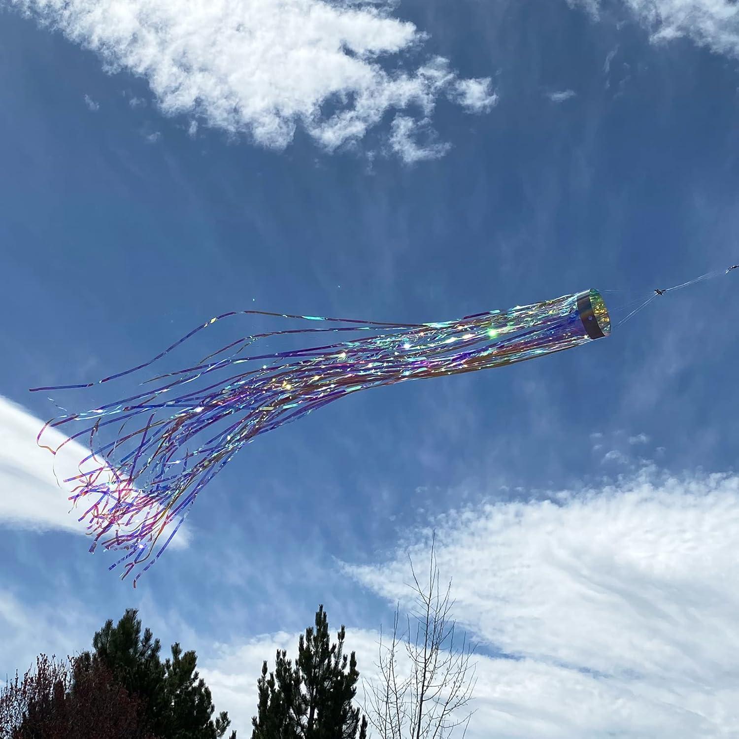 In the Breeze 9064 — 51 Inch Iridescent Holographic Windsock - Decorative and Humane Bird and Pest Deterrent