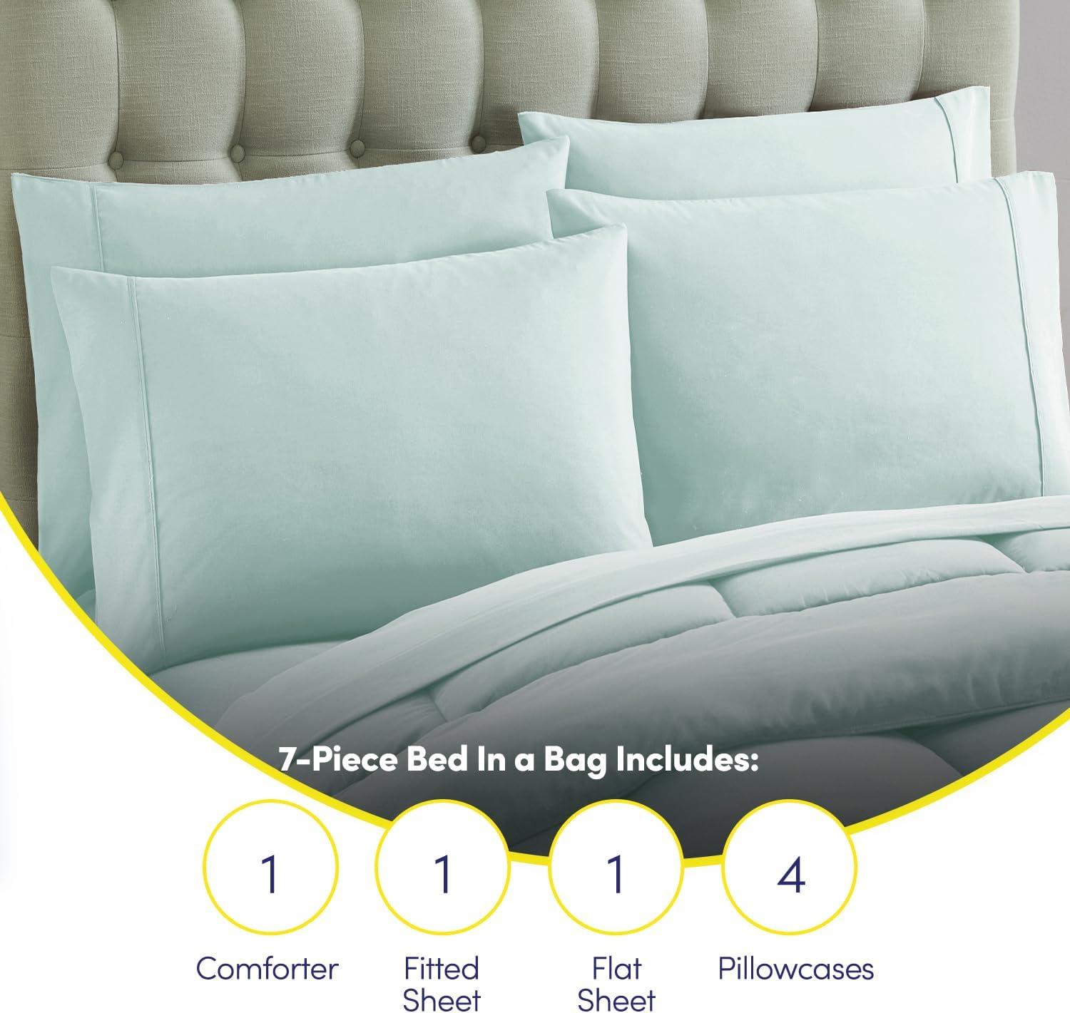 Sweet Home Collection All Season Bed-in-A-Bag 5pc/7pc Solid Color Comforter & Sheet Set Ultra Soft Bedding by Sweet Home Collection