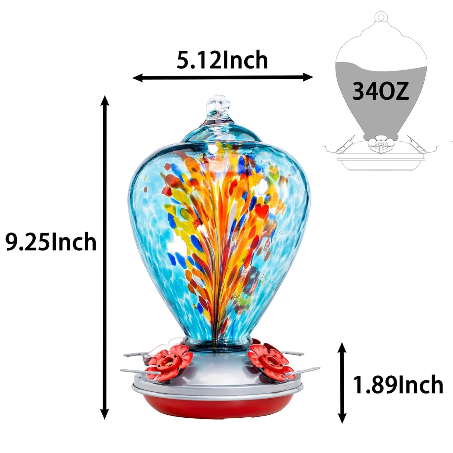 Muse Garden Hummingbird Feeders for Outdoors Hanging, Blown Glass Hummingbird Feeder Gifts for Women, Garden Decor Backyard Decor, Unique Gardening Gifts for Older Women, 34OZ, Comet