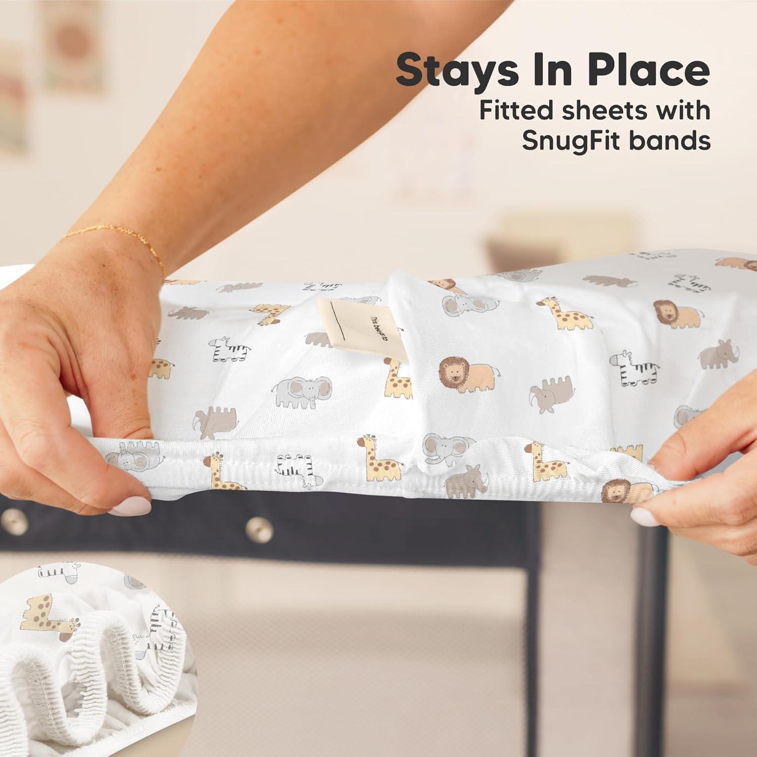 KeaBabies 2pk Soothe Waterproof Fitted Mini Crib Sheets for Girl, Boy, 100% Organic Soft Cotton Pack and Play Sheets (Oregano)