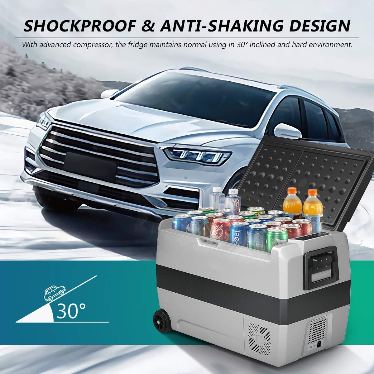 53-Quart Gray Electric Portable Car Cooler with Wheels