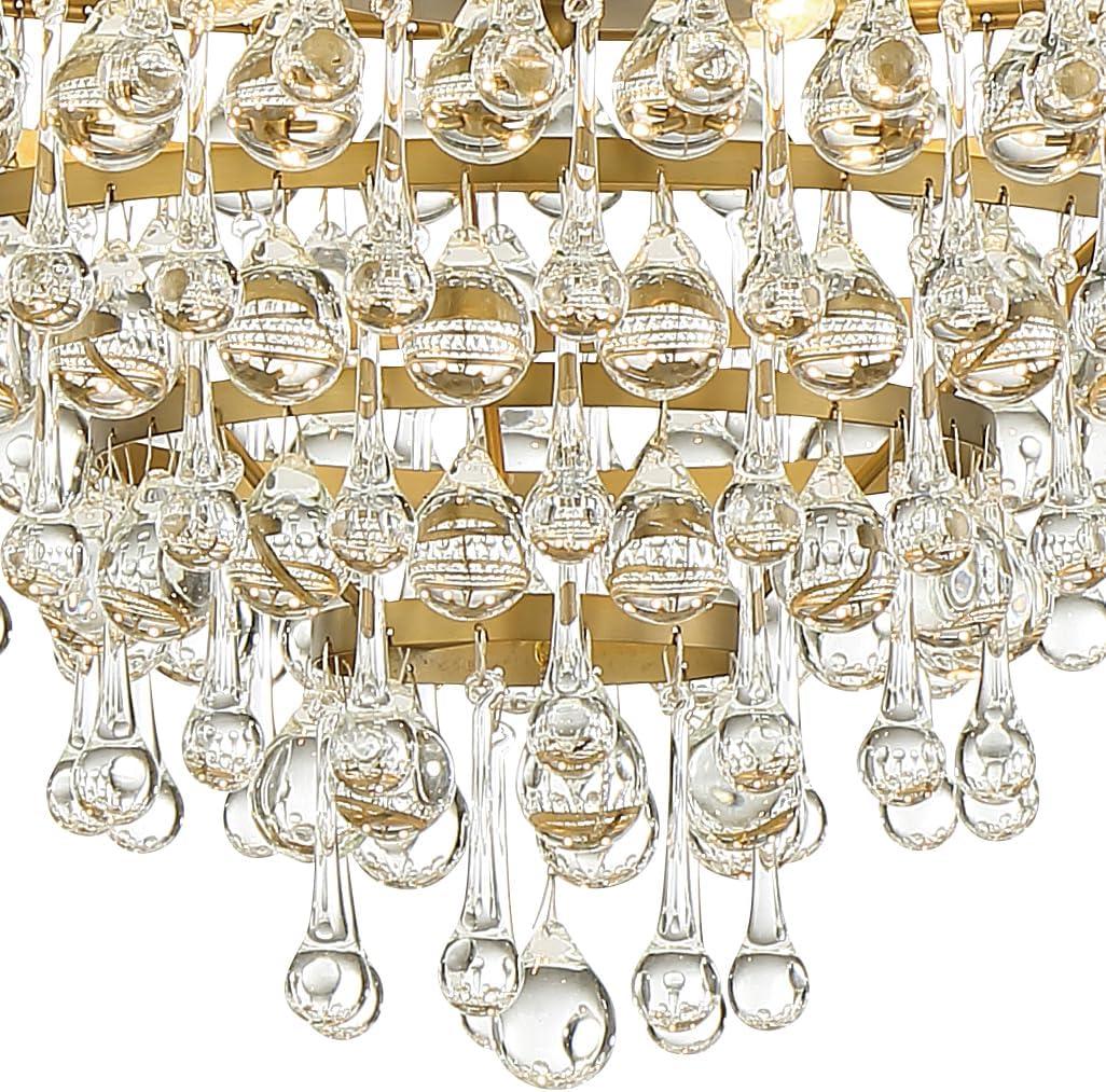 Vibrant Gold 6-Light Crystal Teardrop Chandelier