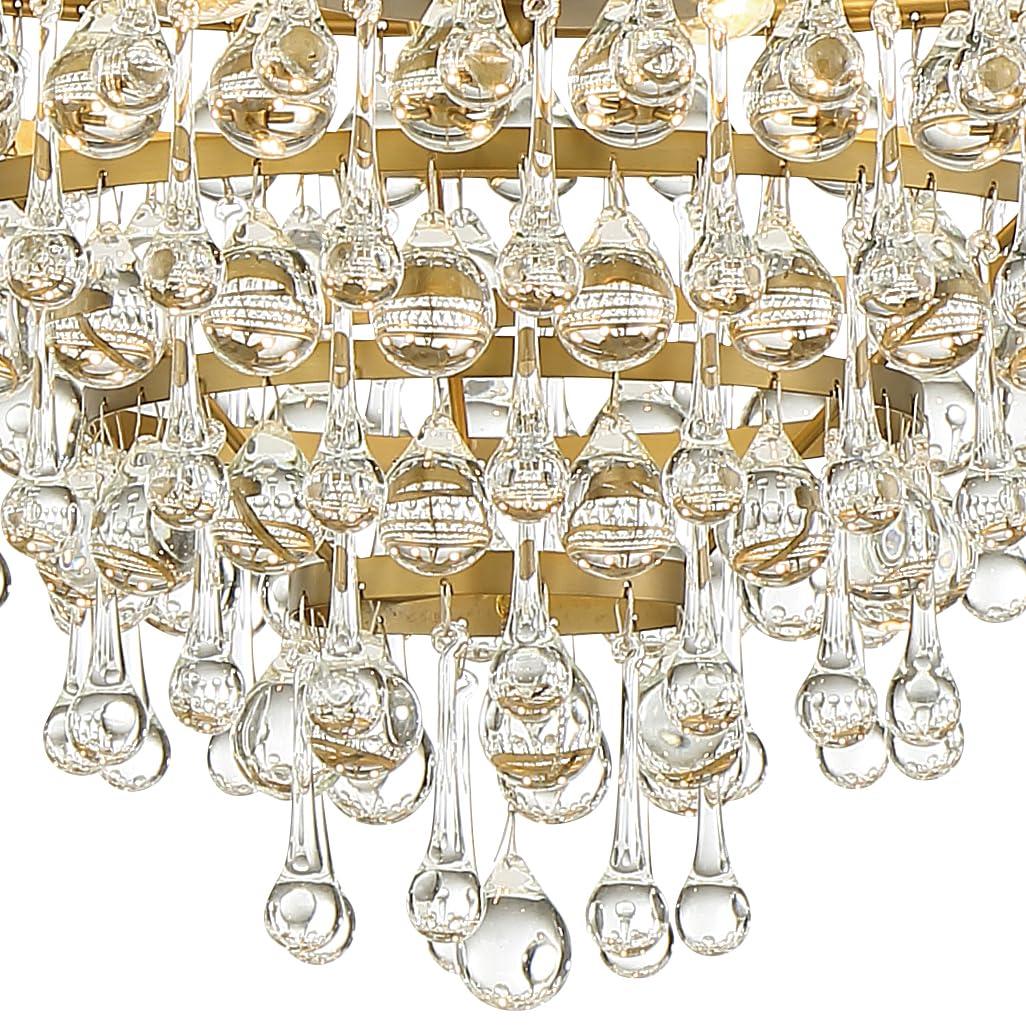 Vibrant Gold 6-Light Crystal Teardrop Chandelier