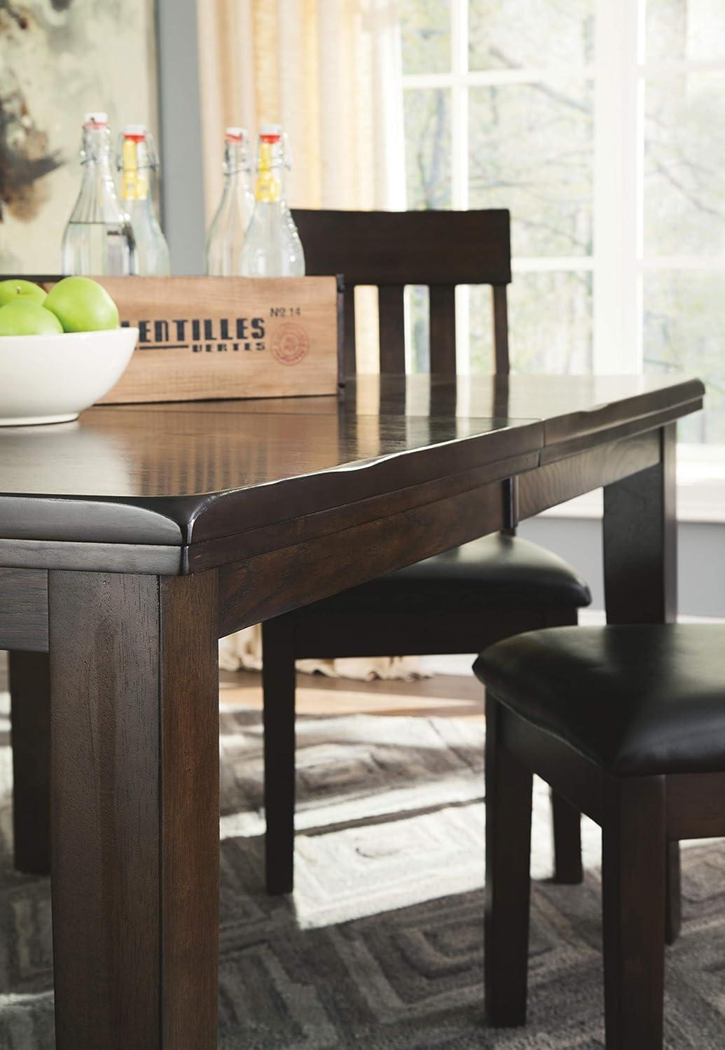 Signature Design by Ashley Haddigan Rectangular Extendable Dining Table Dark Brown: Seats 8, Wood Veneer, Butterfly Leaf