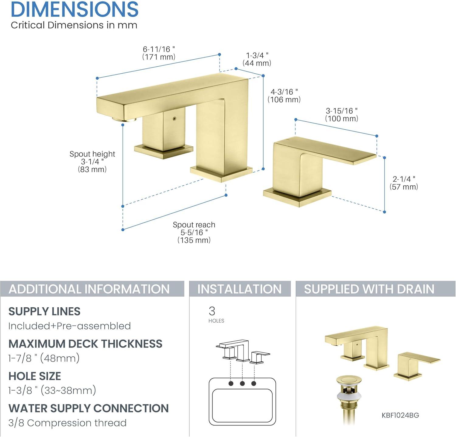 Cube Widespread Faucet 2-handle Bathroom Faucet with Drain Assembly