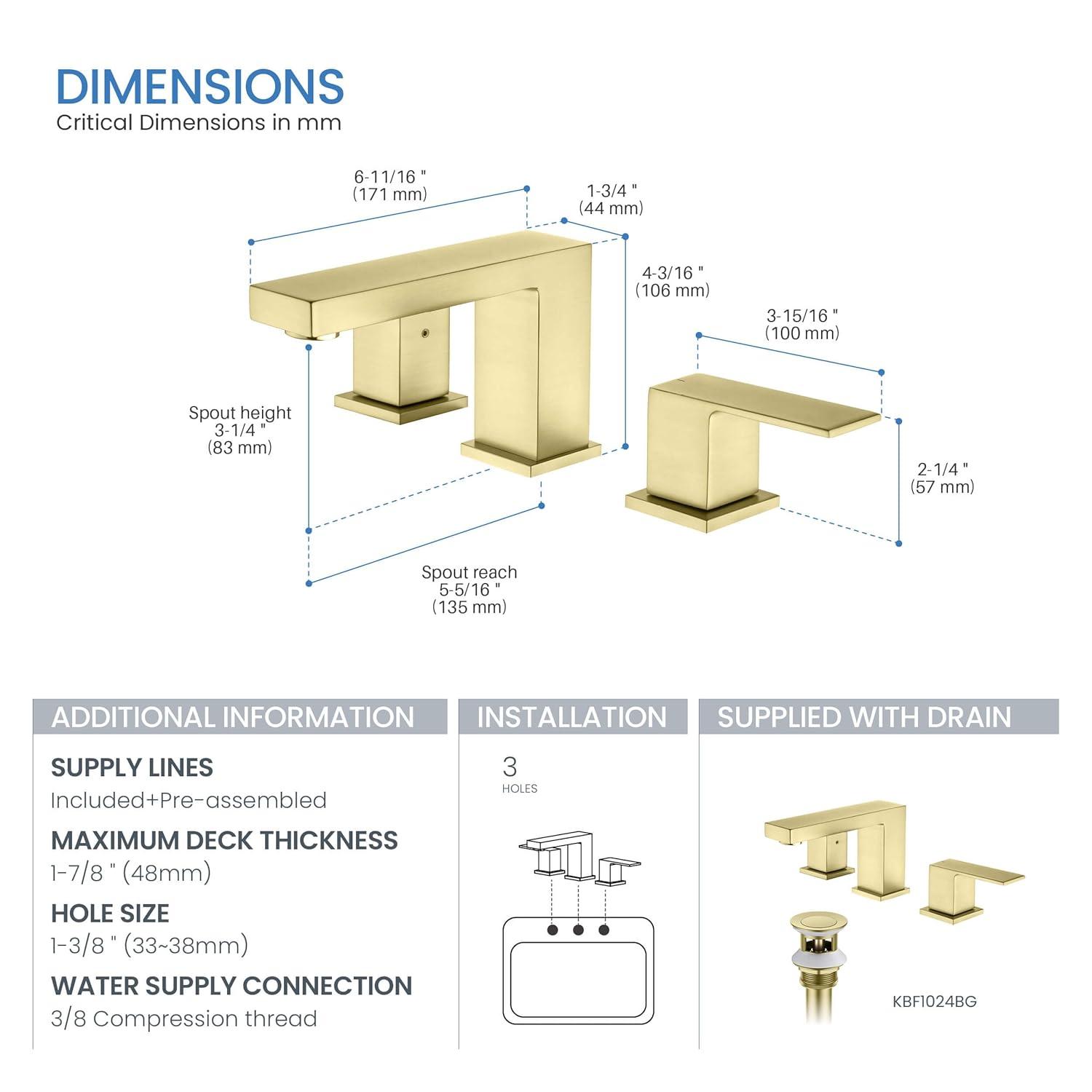 Cube Widespread Faucet 2-handle Bathroom Faucet with Drain Assembly