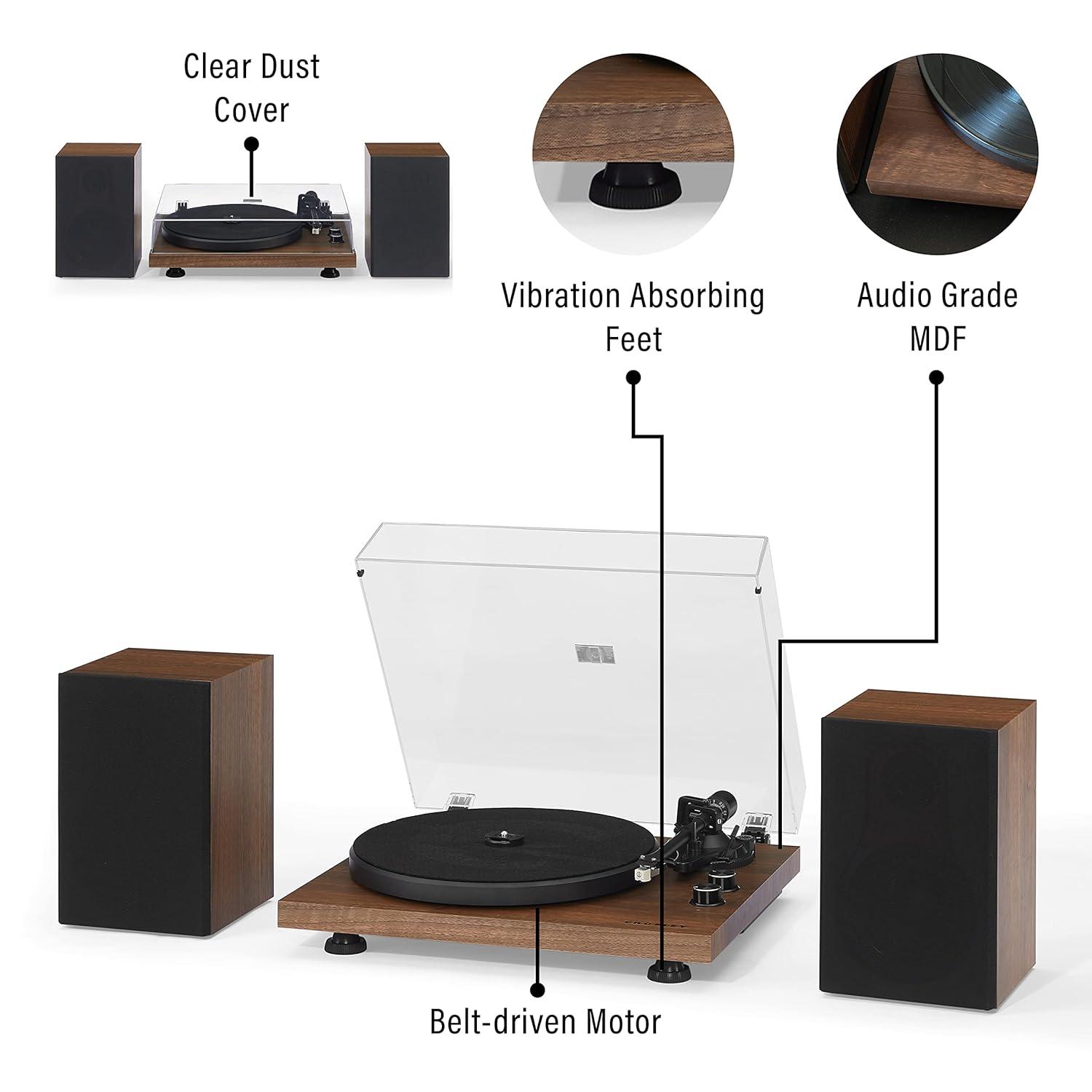 Crosley C62 Record Player & Speakers Shelf System