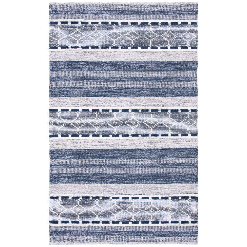 Striped Kilim STK522 Hand Woven Area Rug - Navy/Ivory - 8'x10' - Safavieh.