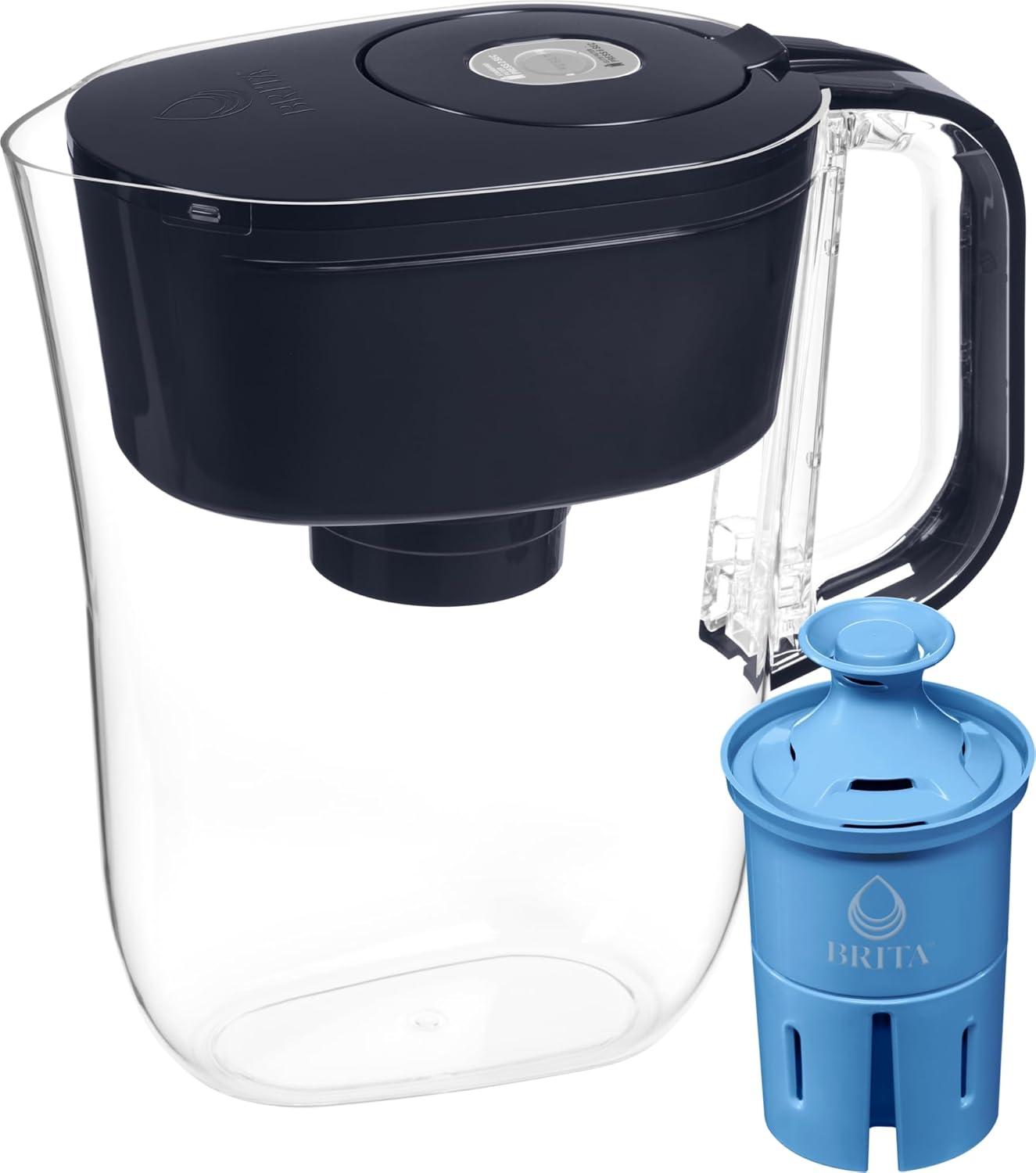 Brita Soho 6-Cup Black Water Filter Pitcher with Elite Filter, Reduces Lead