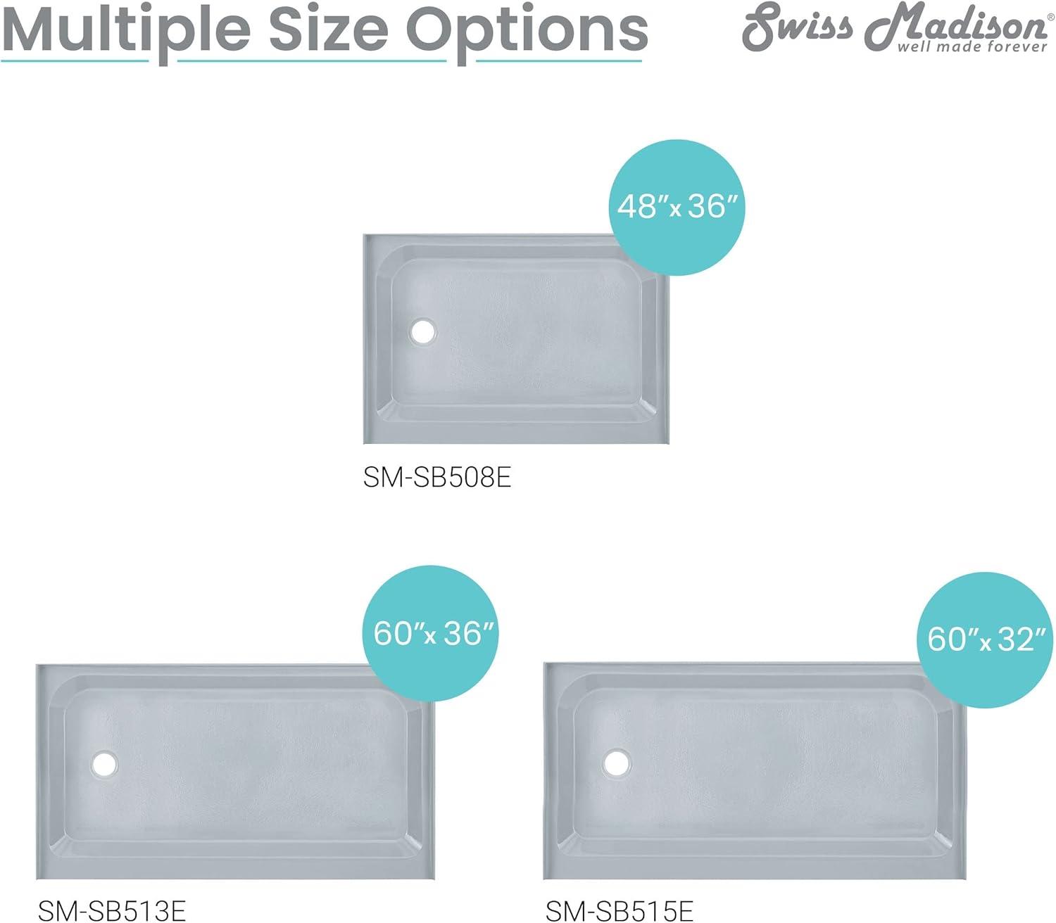 Voltaire 36" x 36" Single-Threshold, Center Drain, Shower Base