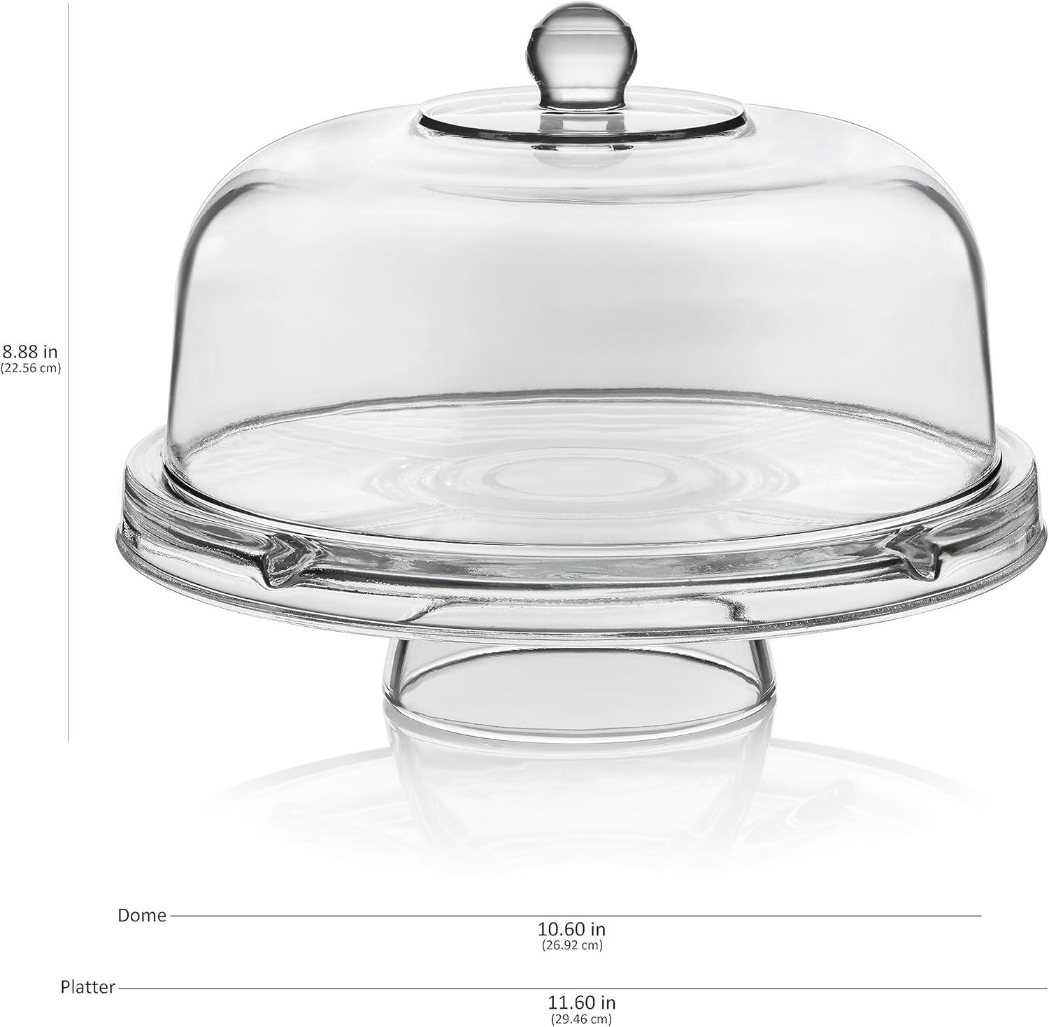 Libbey Selene 6-in-1 Multiuse Glass Server, Punch Bowl, Chip and Dip Bowl, Cake Stand