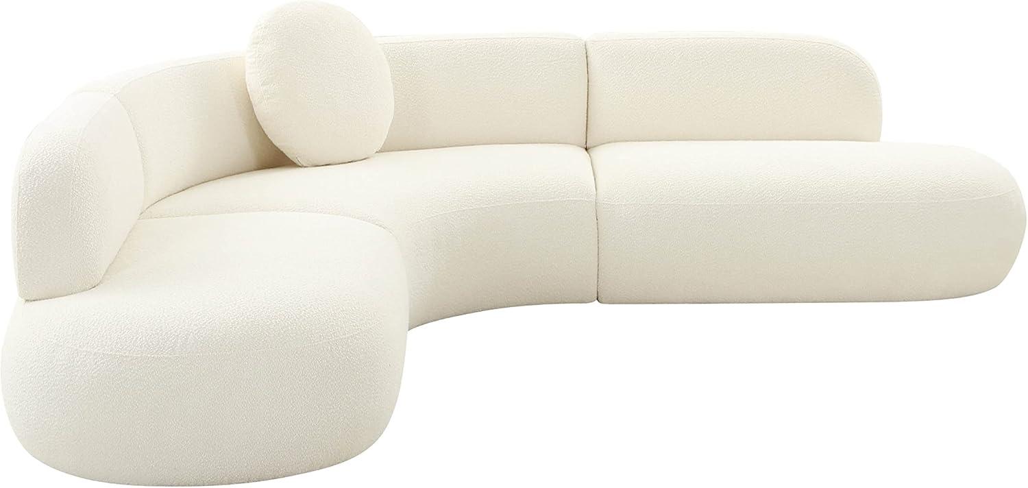 Cream Herringbone Four Piece Sectional with Ottoman