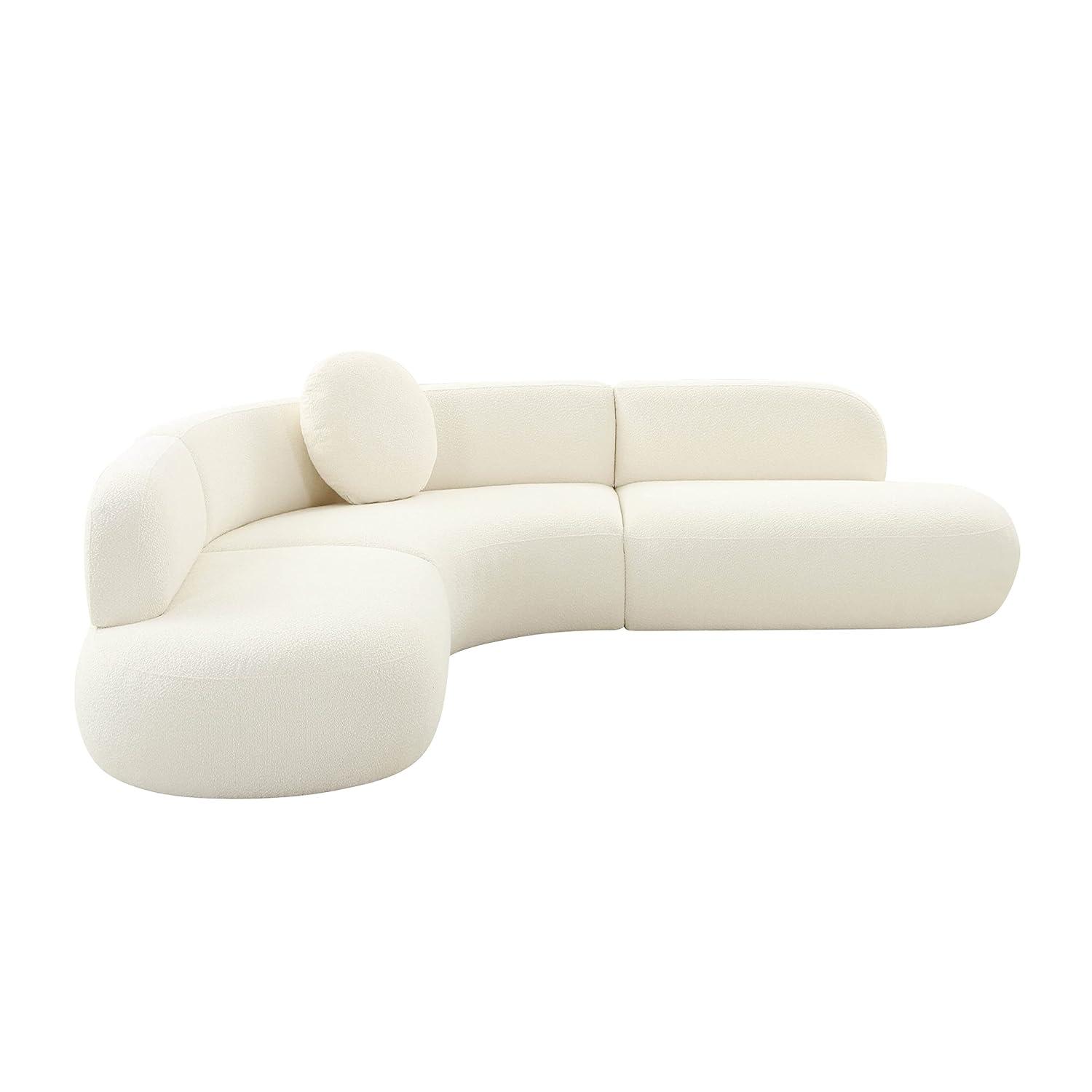 Cream Herringbone Four Piece Sectional with Ottoman