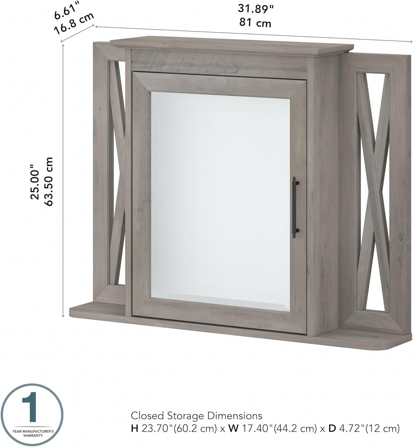 32''W Surface Framed Medicine Cabinet with Mirror