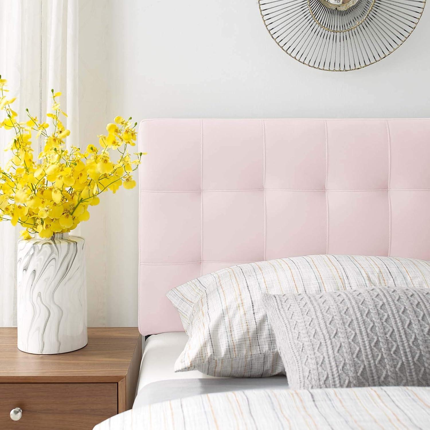 Modway Lily Biscuit Tufted Twin Performance Velvet Headboard in Pink
