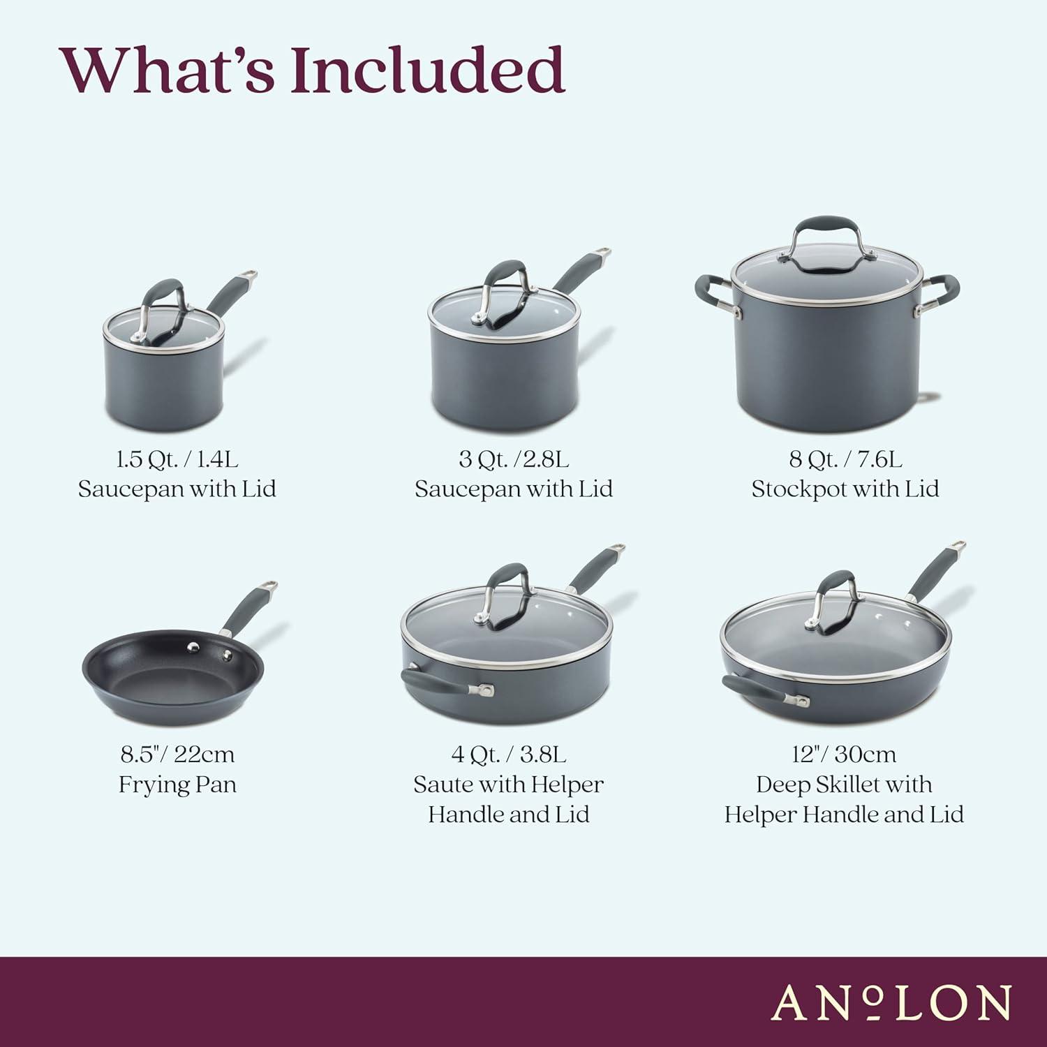 Anolon Anolon Advanced Home Hard Anodized Nonstick Cookware Set, 11 Piece