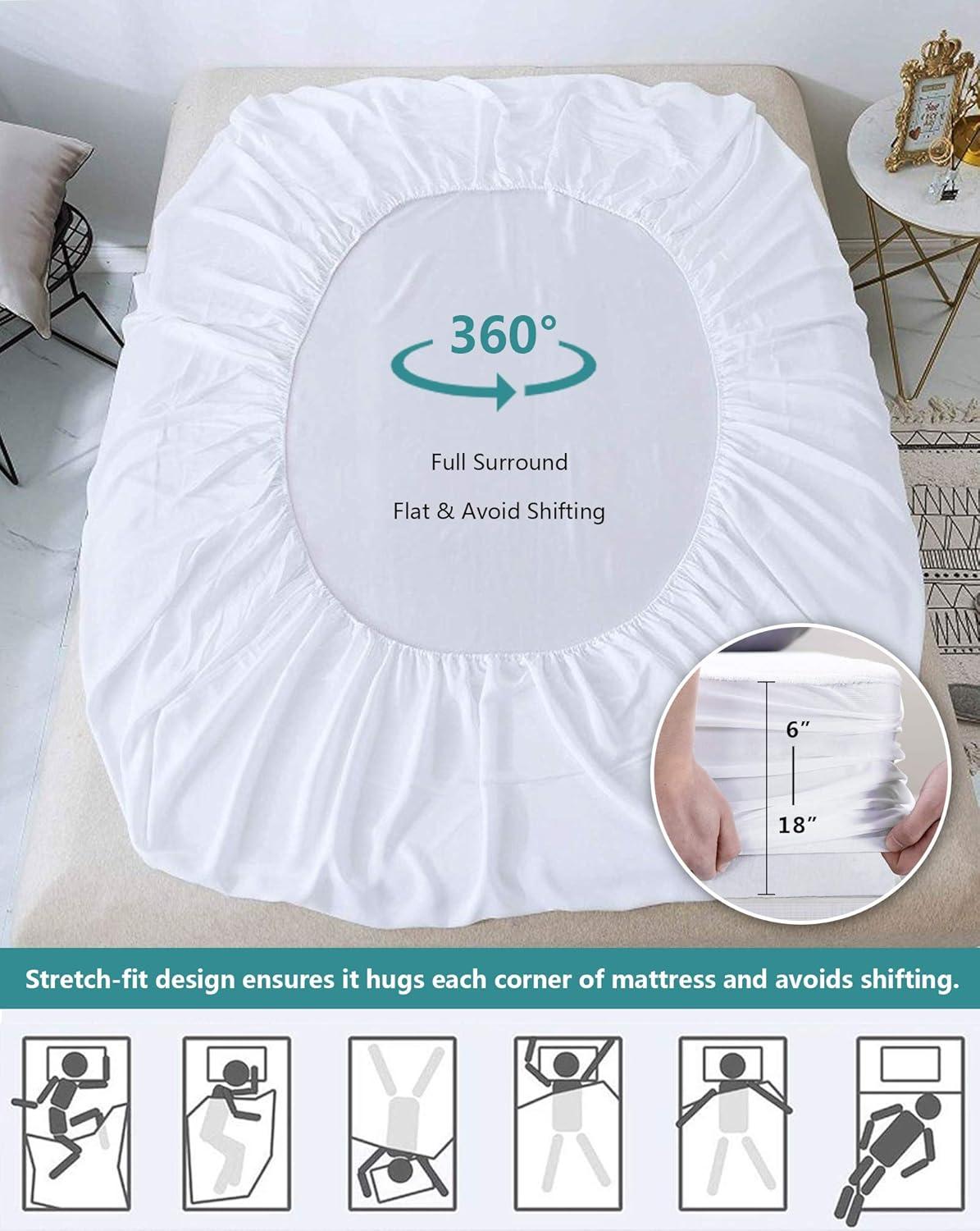 Queen Size Waterproof White Polyester Mattress Protector