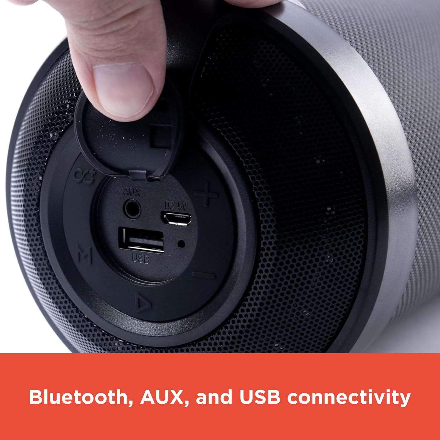 Black Portable Bluetooth Outdoor Speaker with Carrying Strap