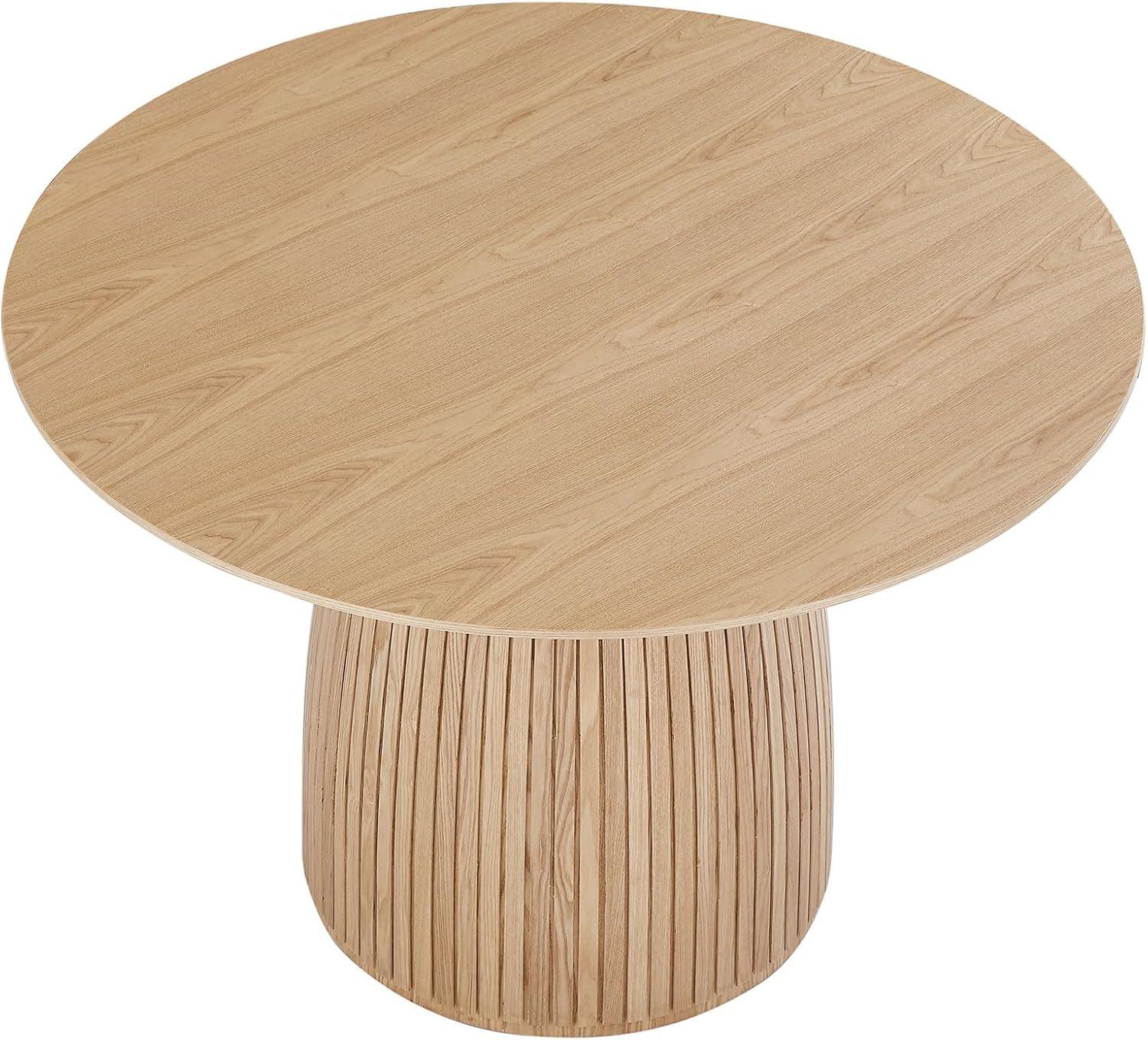 47'' Round Oak Pedestal Dining Table with MDF Top