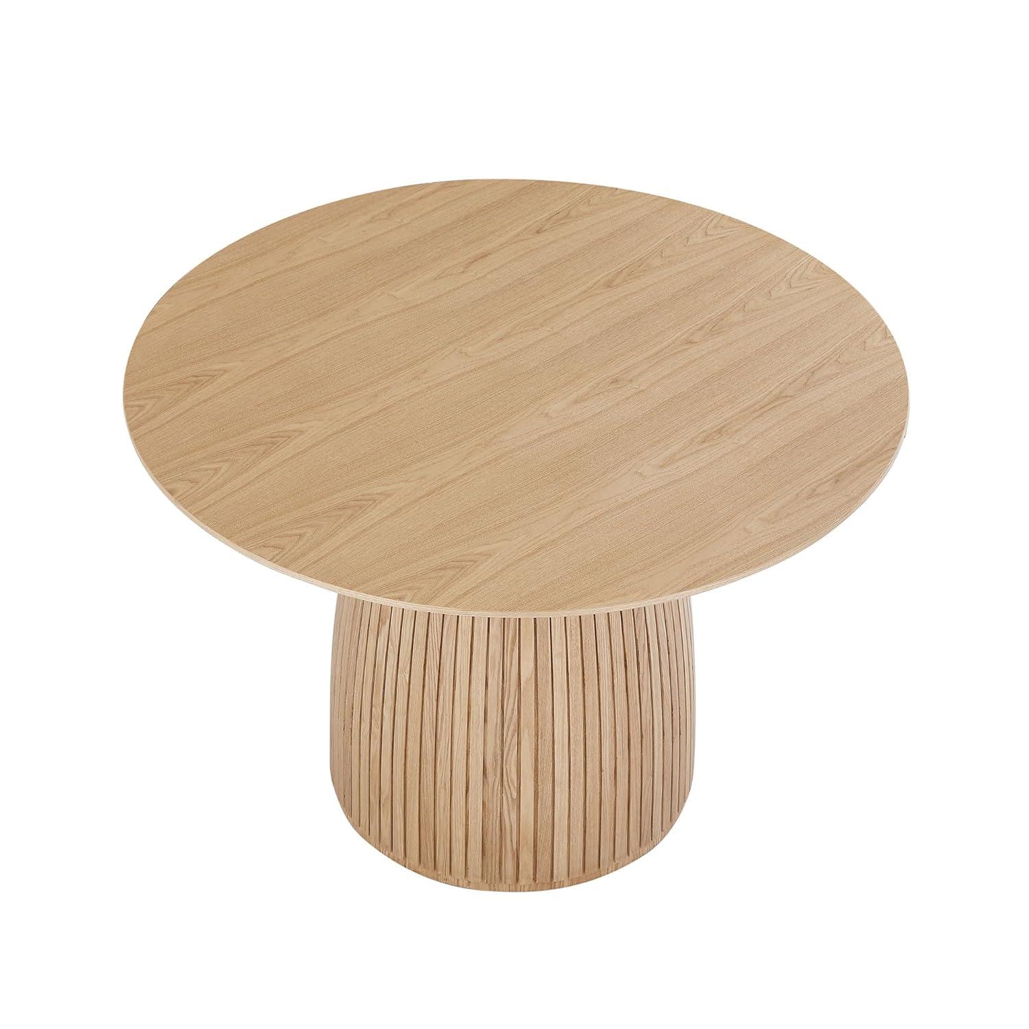 Round Dining Table for 4 to 6, 47.24" Modern Wood Kitchen Table Mid Century Circular Tabletop Curved Base Restaurant Furniture for Dining Room Kitchen Leisure Coffee Table, Oak