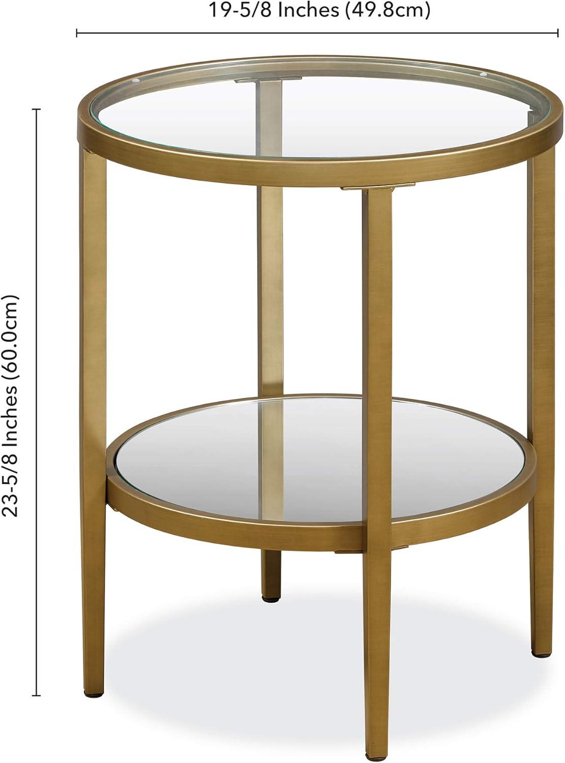 Evelyn&Zoe 20" Antique Brass Finish Metal/Glass Side Table