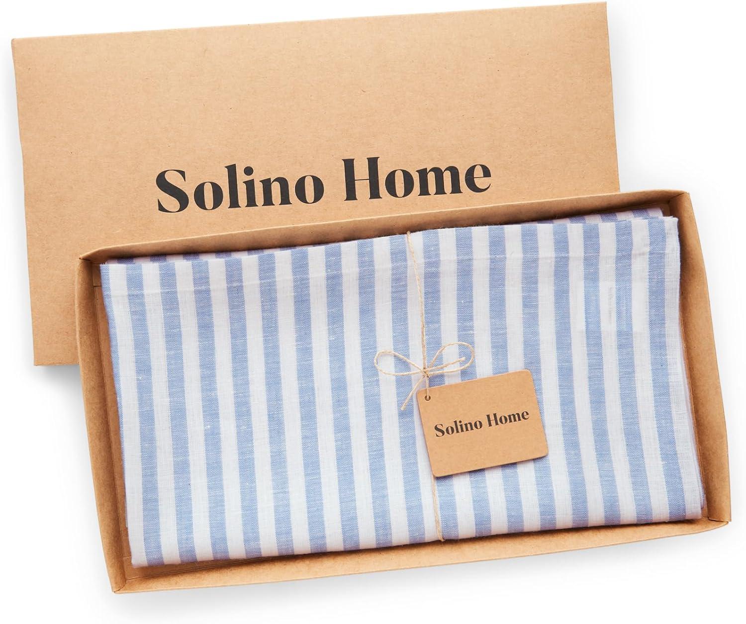 Solino Home Amalfi Stripe - 100% Pure Linen Tablecloth