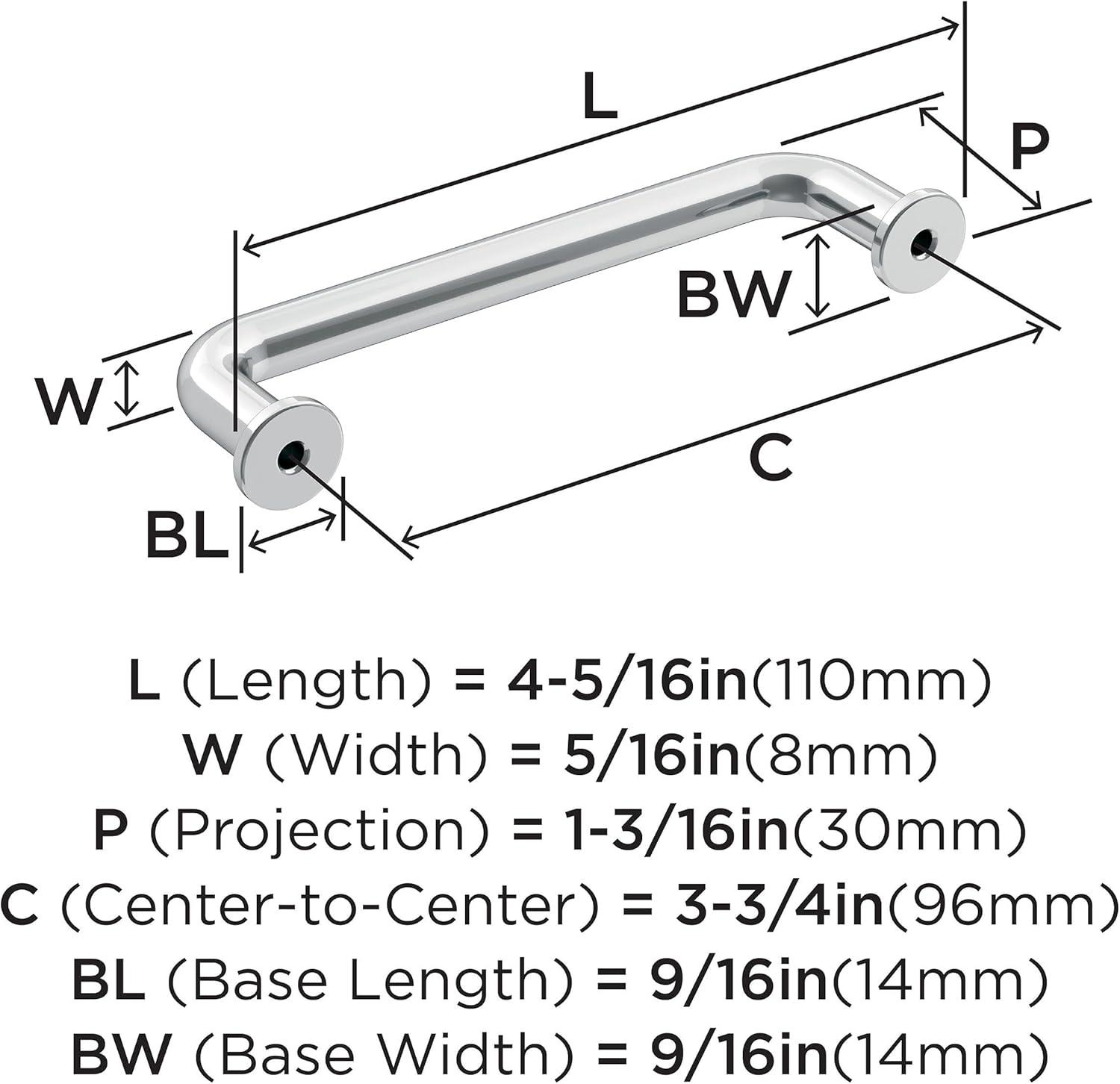 Amerock Factor 3-3/4 inch (96mm) Center-to-Center Polished Chrome Cabinet Pull