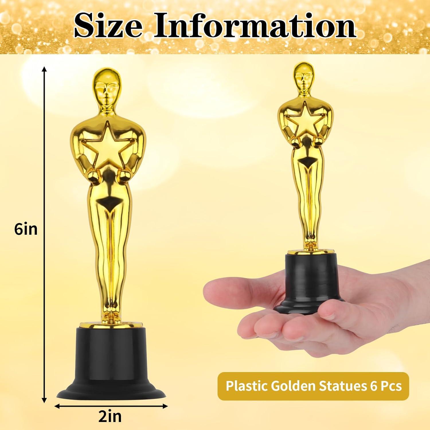 WINKIO Gold Award Trophies，Gold Award Statues, Pack of 6 Mini Trophies, Plastic Trophy Award for Competition,Events, Sports, Party Decorations,Award Ceremony and Appreciation Gift