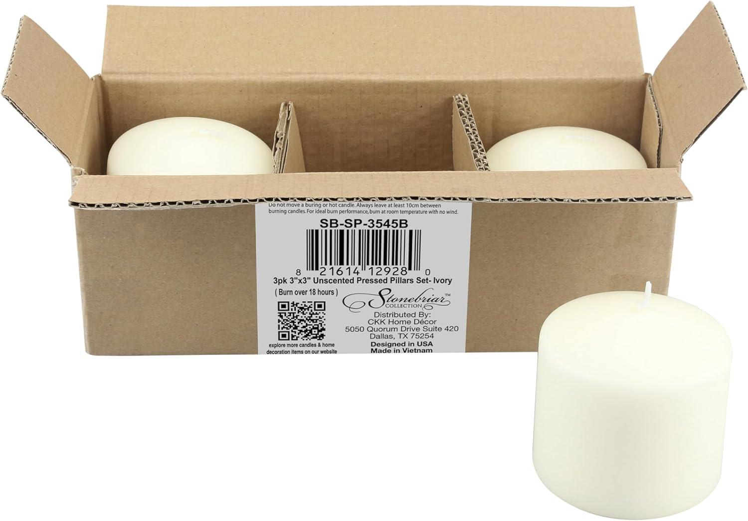 Ivory Unscented Wax Pillar Candle 3 x 3 Inch