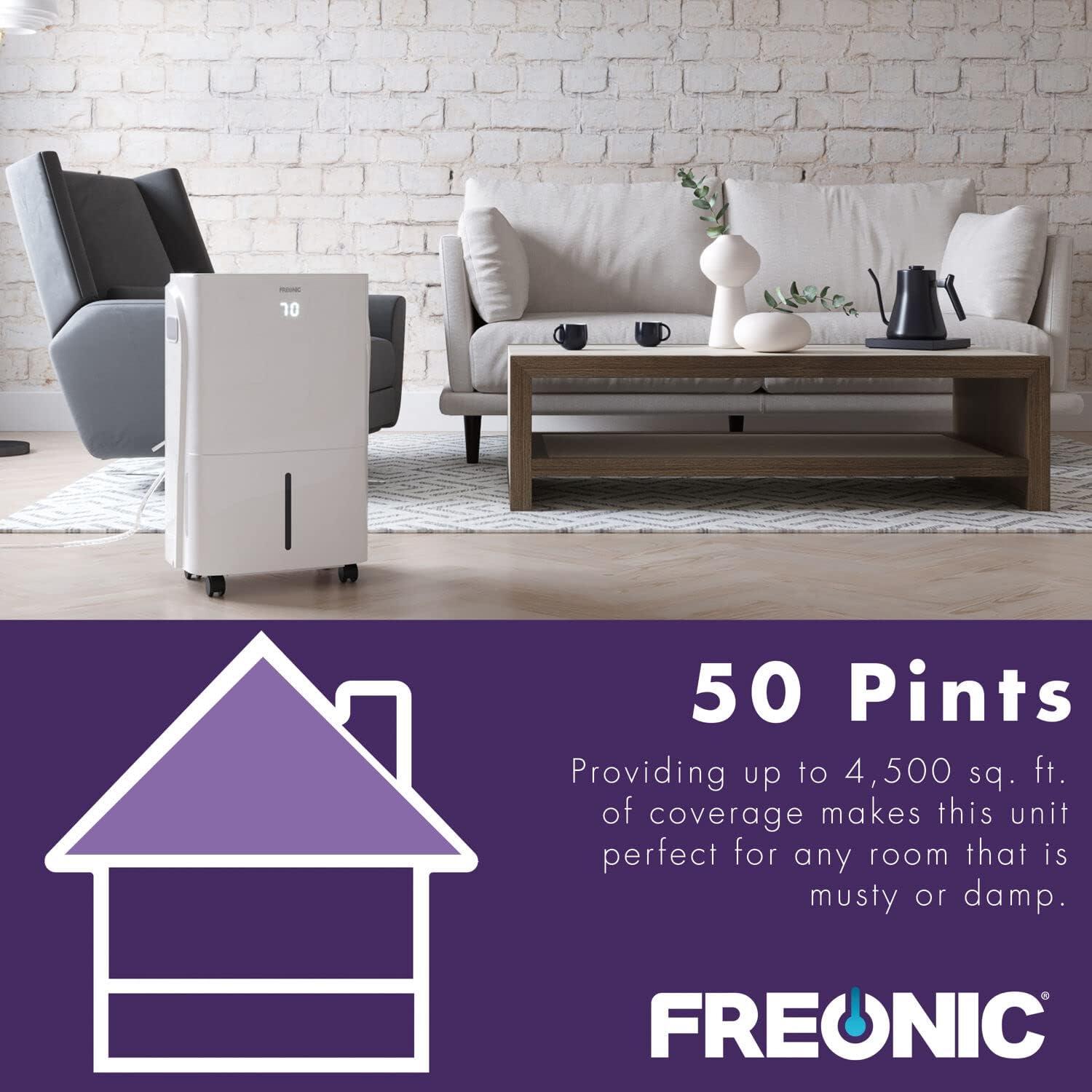 Freonic 50 Pint White Portable Energy Star Dehumidifier