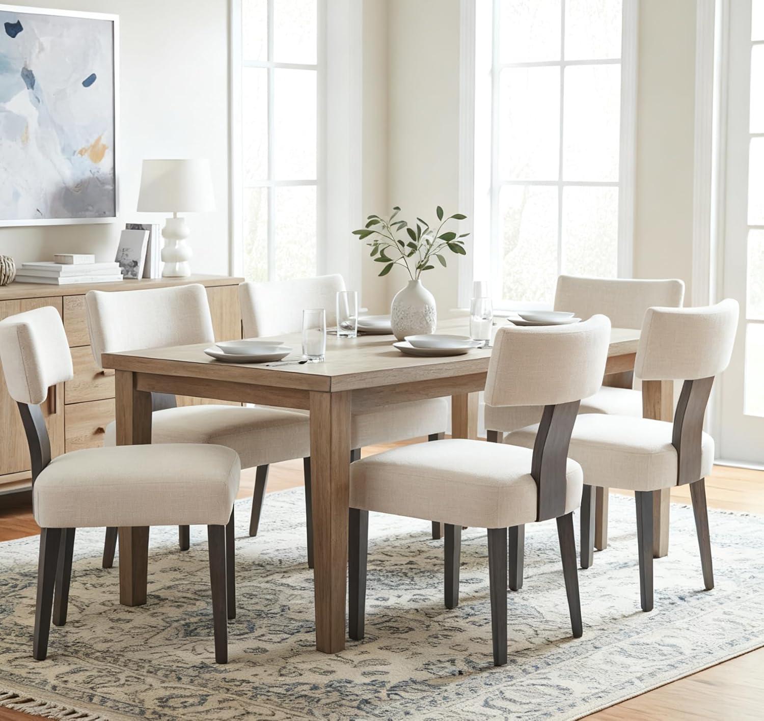 Mid Century Upholstered Side Chairs Farmhouse Dining Chairs With Wood Legs