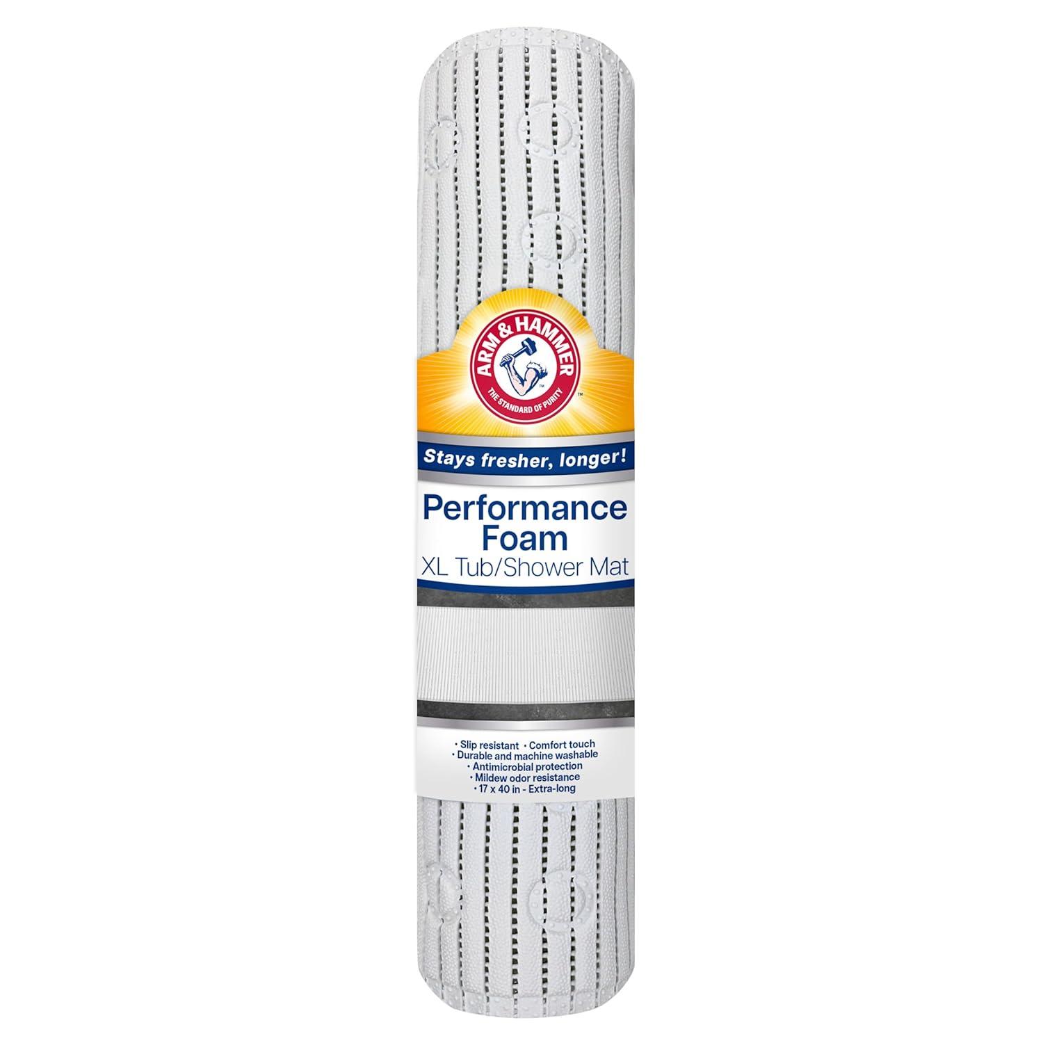 Arm & Hammer Comfort Touch Performance Foam Non-Slip Bath Mat for Showers and Tubs, 17 x 40, White