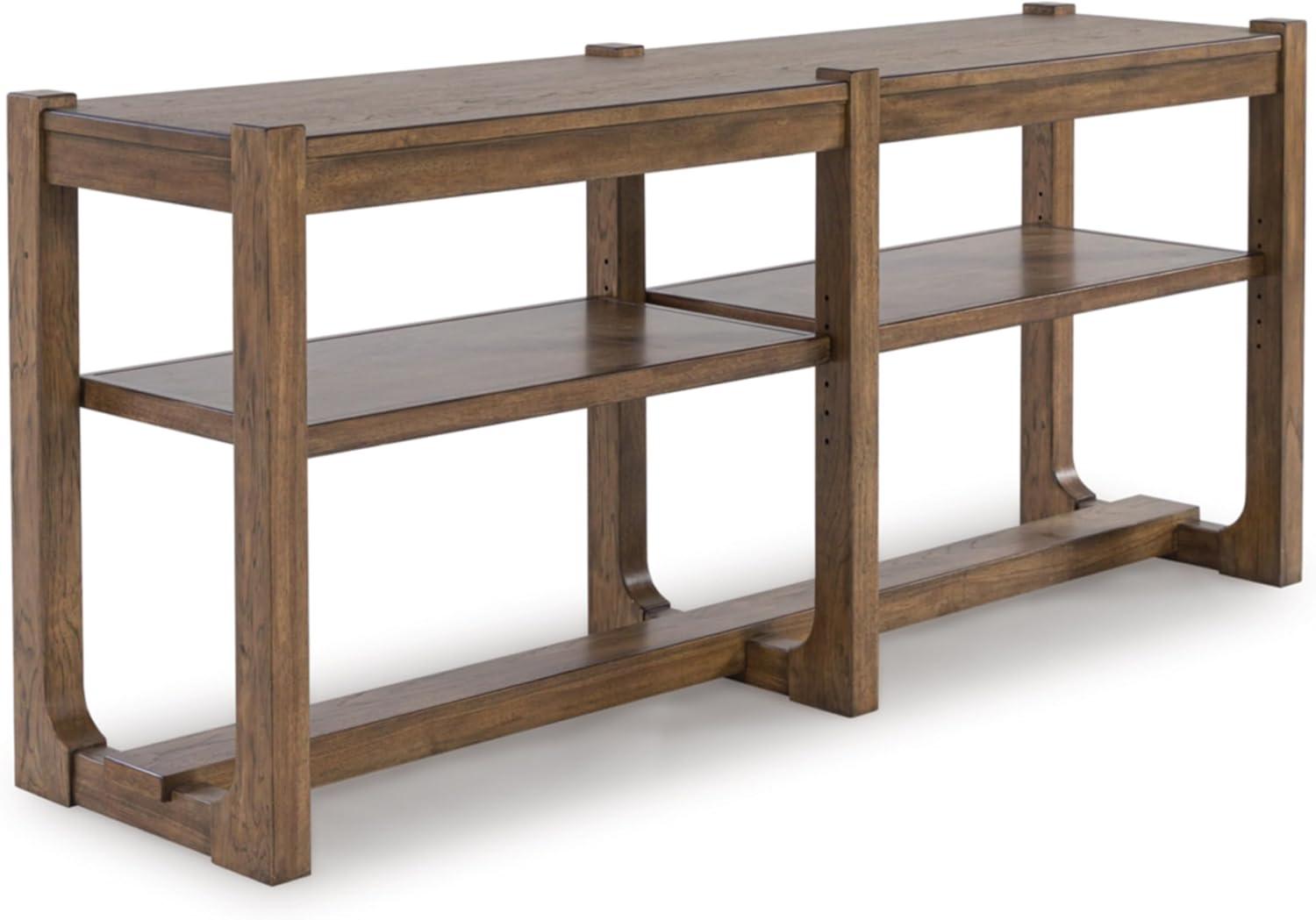 Signature Design by Ashley Cabalynn Farmhouse Sofa Table with 2 Adjustable Shelves, Light Brown