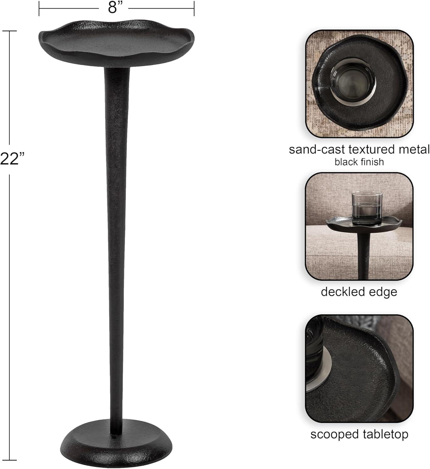 Kate and Laurel Alessia Round Metal Drink Table, 8x8x22, Black