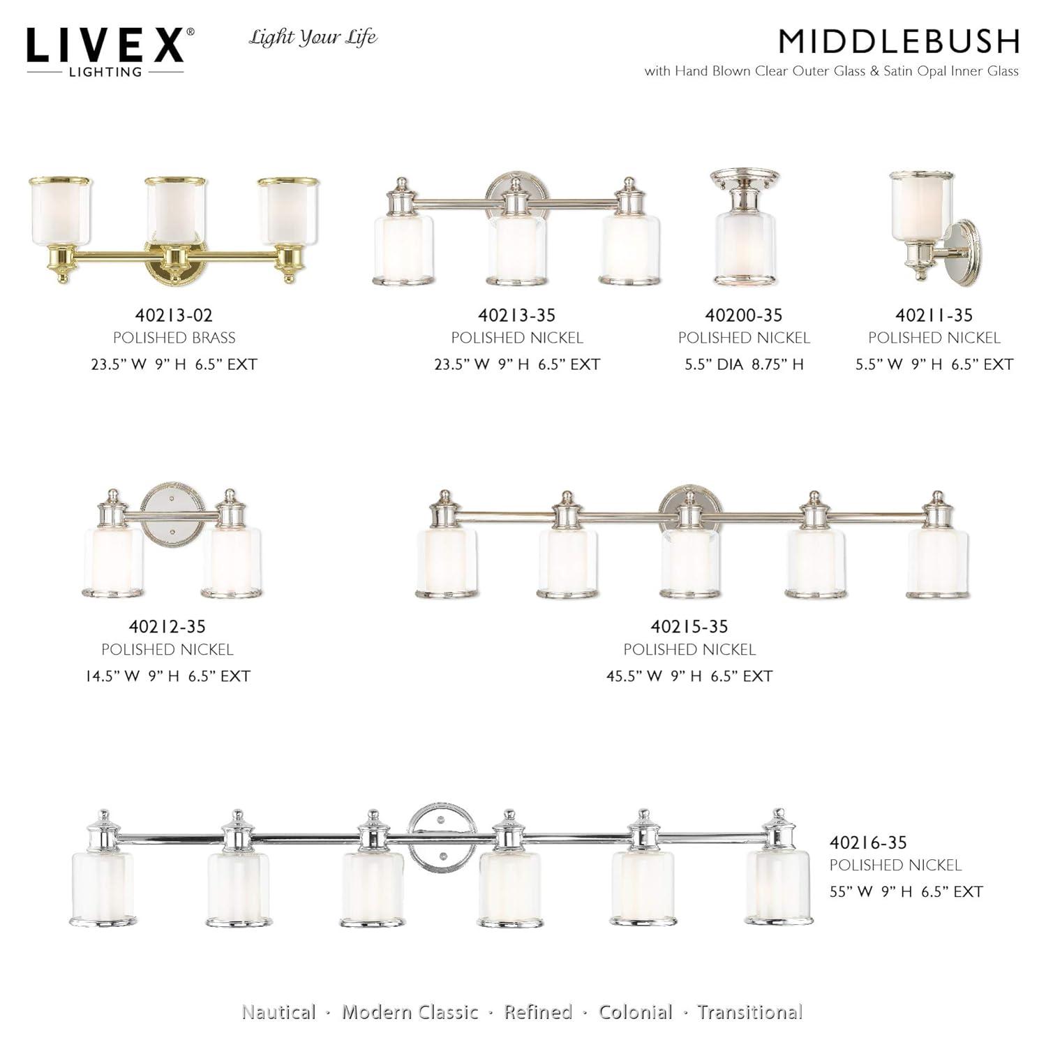 Middlebush 5-Light Polished Nickel Chandelier with Double Glass Shades