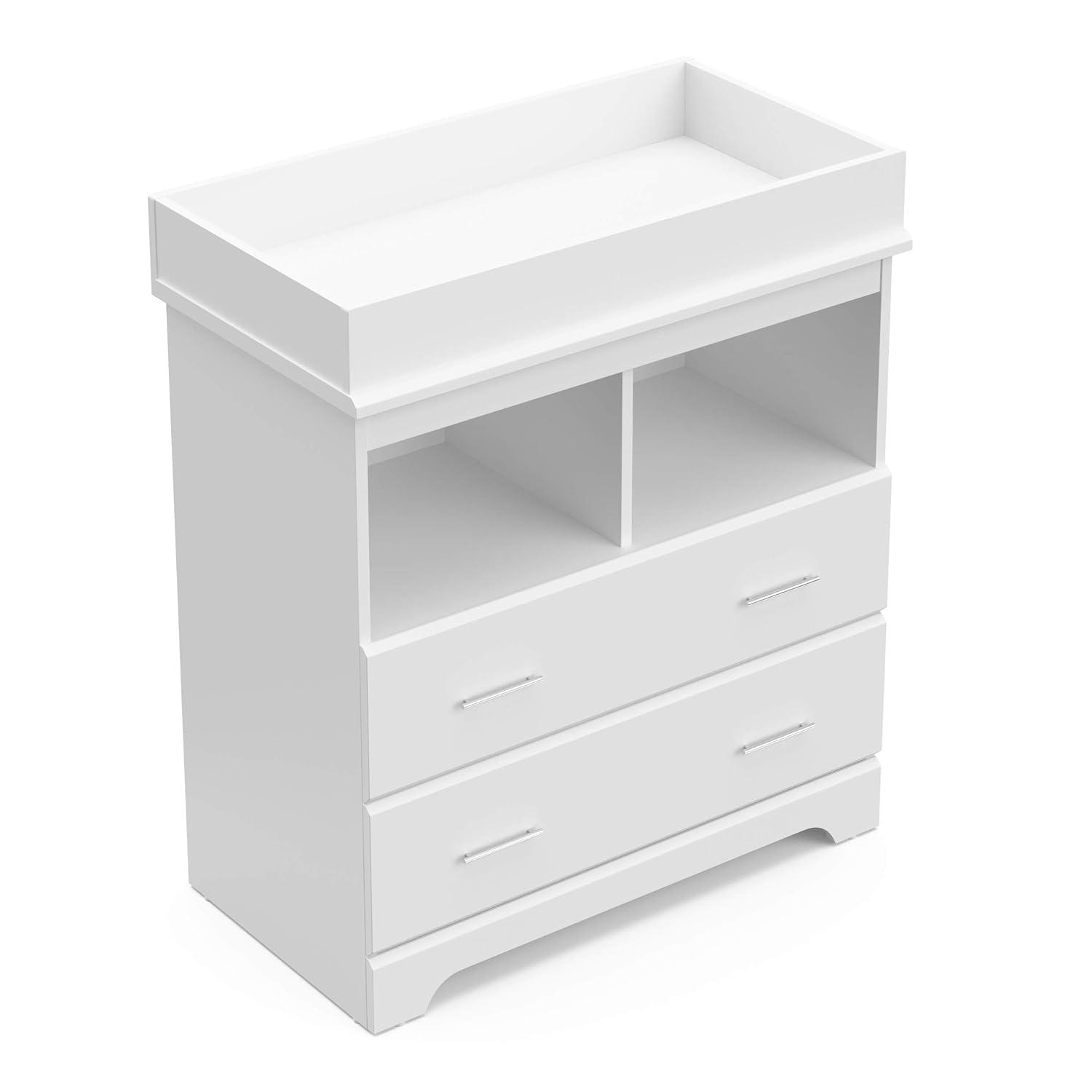 Storkcraft Brookside 2-Drawer Dresser with Changing Topper and Interlocking Drawers