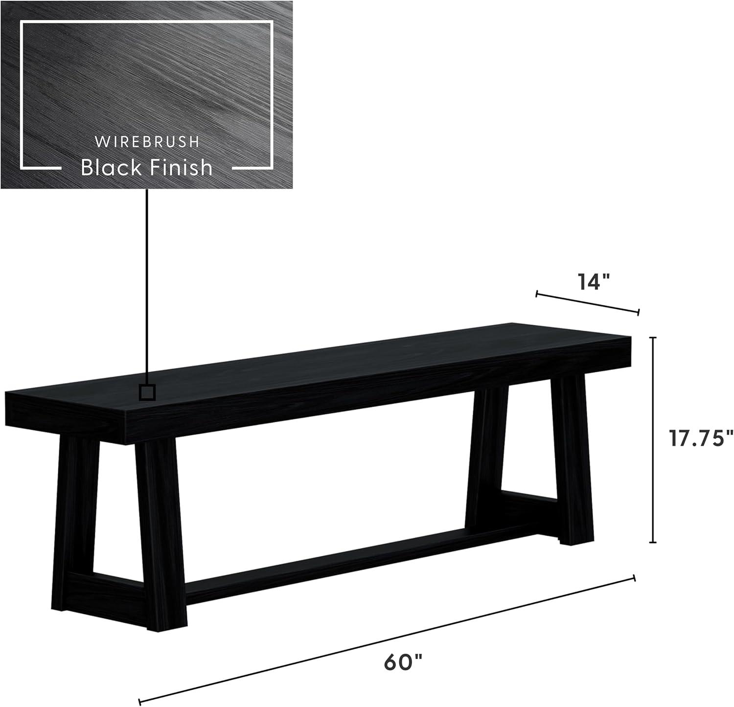 Plank+Beam  60" Classic Solid Wood Dining Bench, Bench for Dining Table
